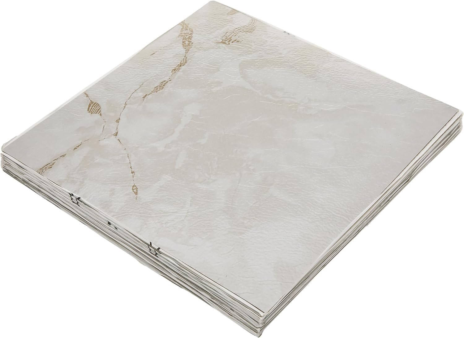 Nexus Self Adhesive 12-Inch Vinyl Floor Tiles, 20 Tiles – 12″ x 12″, Classic White w/Grey Veins Pattern – Peel & Stick, DIY Flooring for Kitchen, Dining Room, Bedrooms & Bathrooms by Achim Home Decor