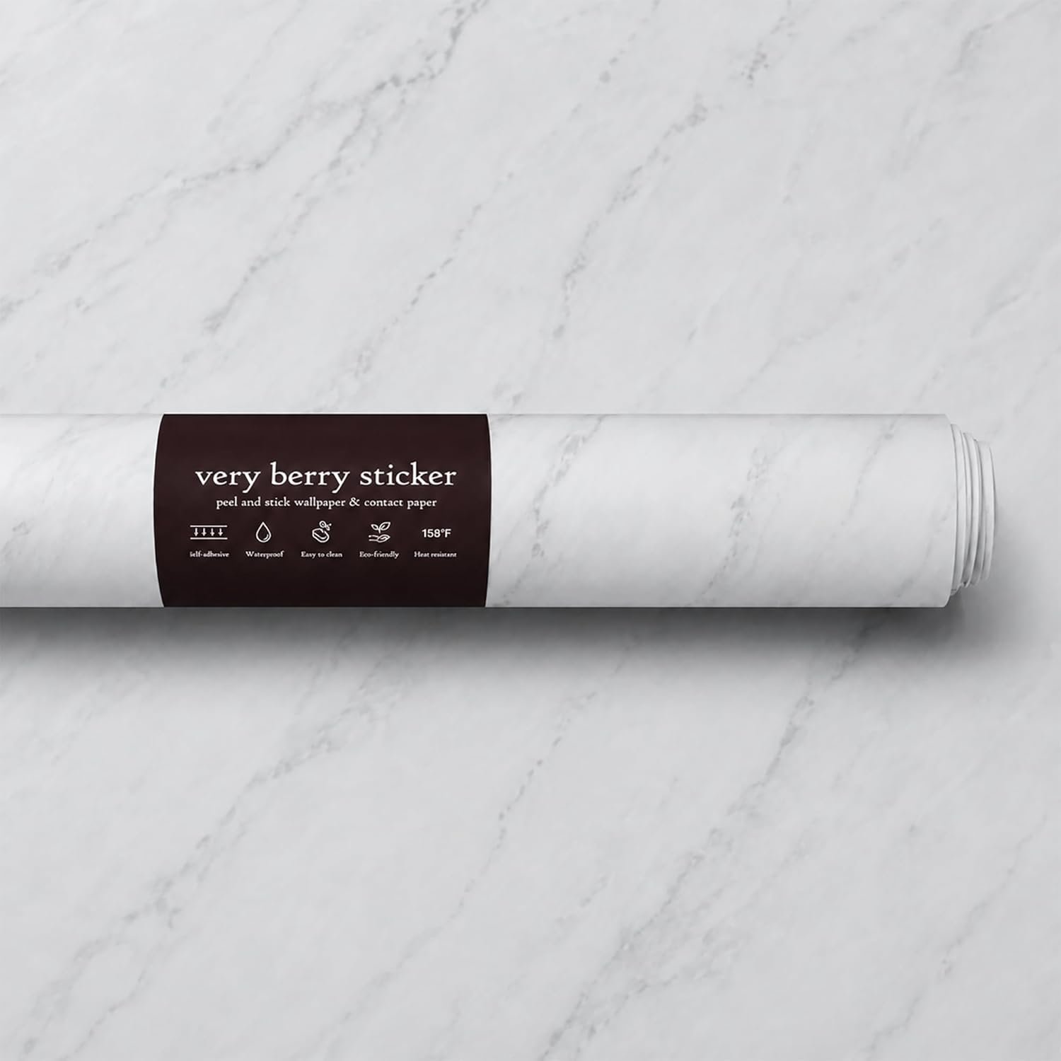 Very Berry Sticker Marble Contact Paper (White Matte, 24″ x 78″, 1 Pack) | Authentic marble pattern, Thick, Waterproof, Laminate vinyl, Self adhesive, Peel and stick wrap, For countertop and wall