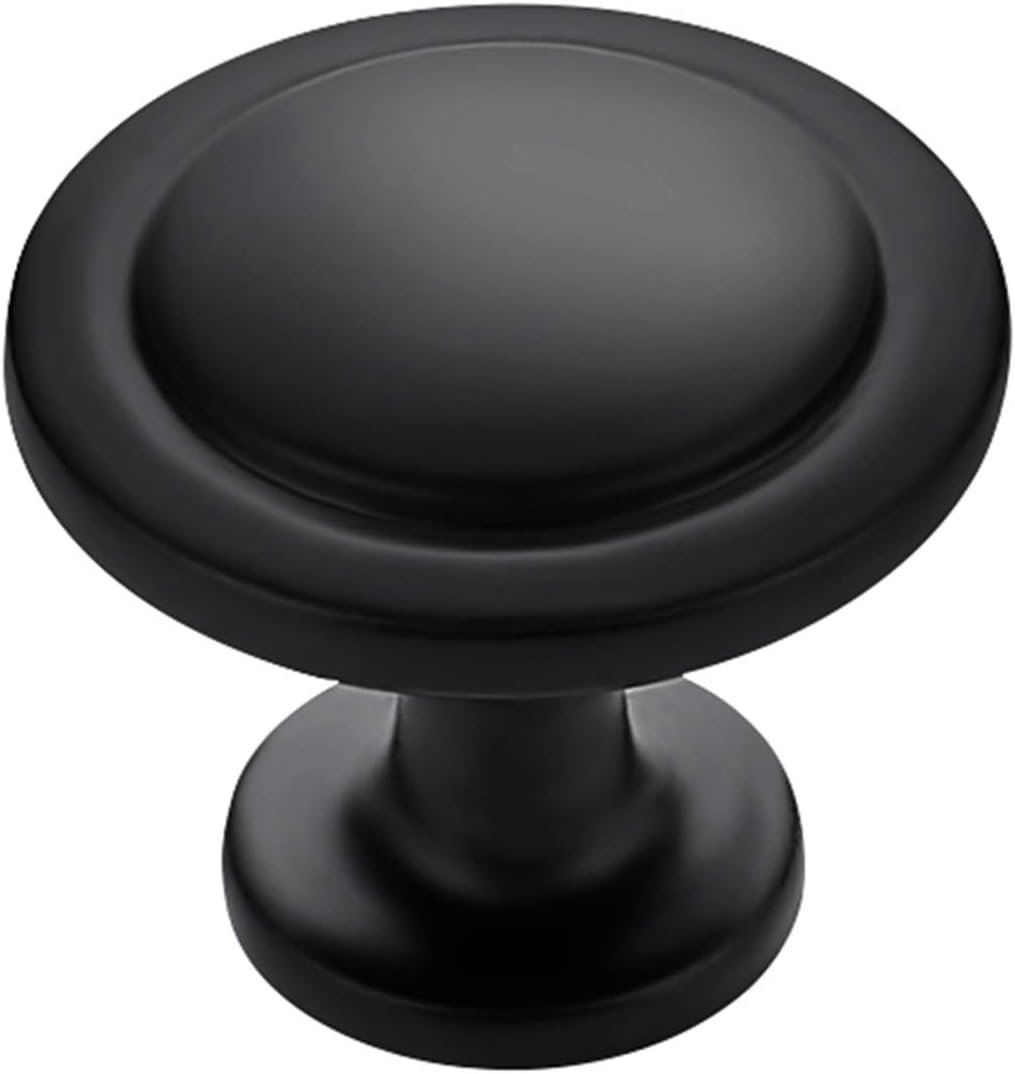 Ravinte Matte Black Round Cabinet Knobs,Zinc Pulls,1-1/4 Inch,30 Pack | Solid Zinc Alloy, Single Hole, Screws Included, Drawer Pulls, Kitchen Cabinet Hardware, for Dresser Drawers Cupboard
