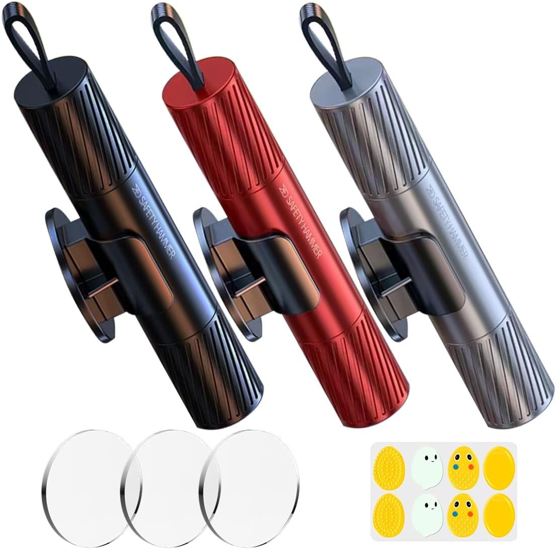 smosun Safehammer – 2026 Upgraded Safe Hammer Glass Breaker Under Water, Car Hammer Seatbelt Cutter Window Breaker Emergency Escape Tool, Safehammer Glass Breaker for New Cars (3PCS)