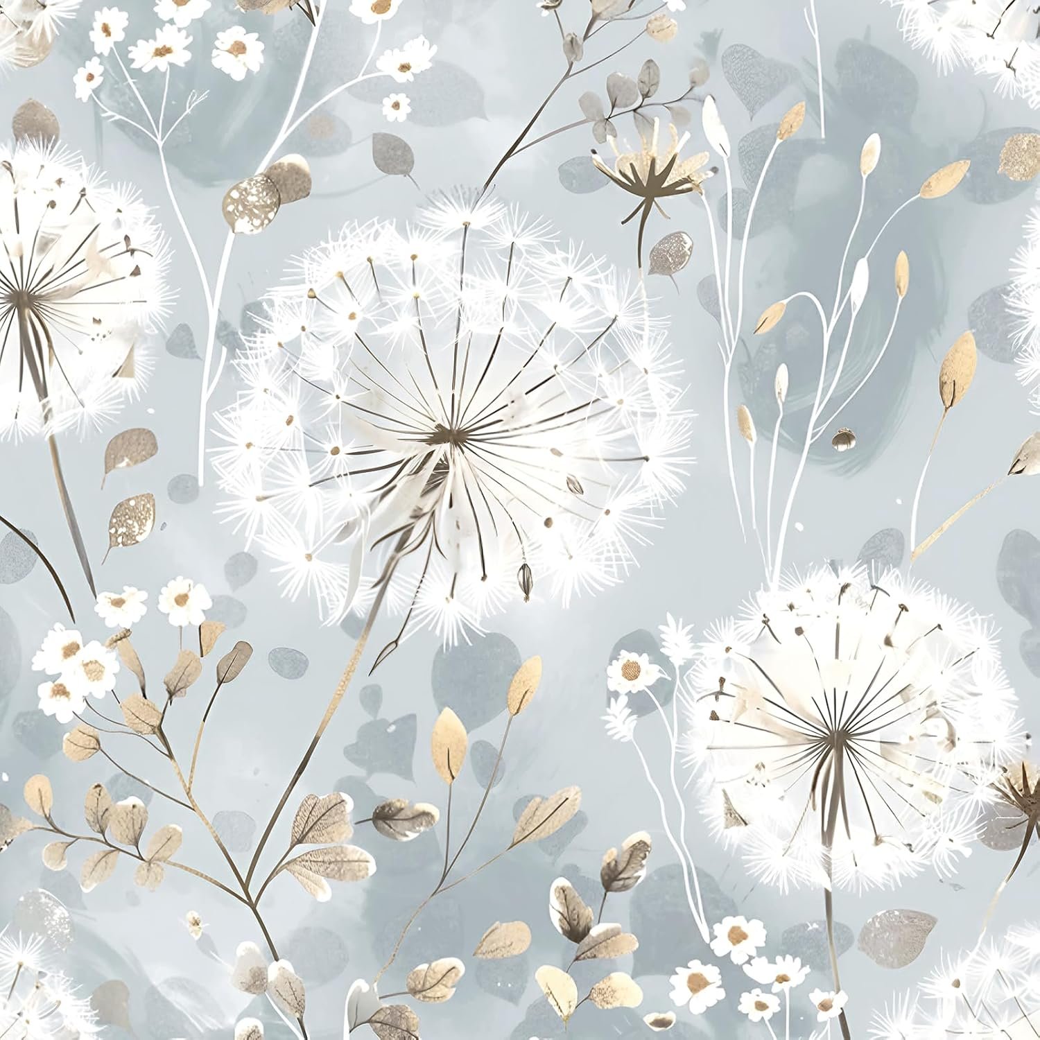 Nukofal Floral Wallpaper Peel and Stick Dandelion Contact Paper 16.9″x118″ | Dandelion Peel and Stick Wallpaper Floral Contact Paper Waterproof Self Adhesive Removable for Cabinets Drawers Decor Vinyl