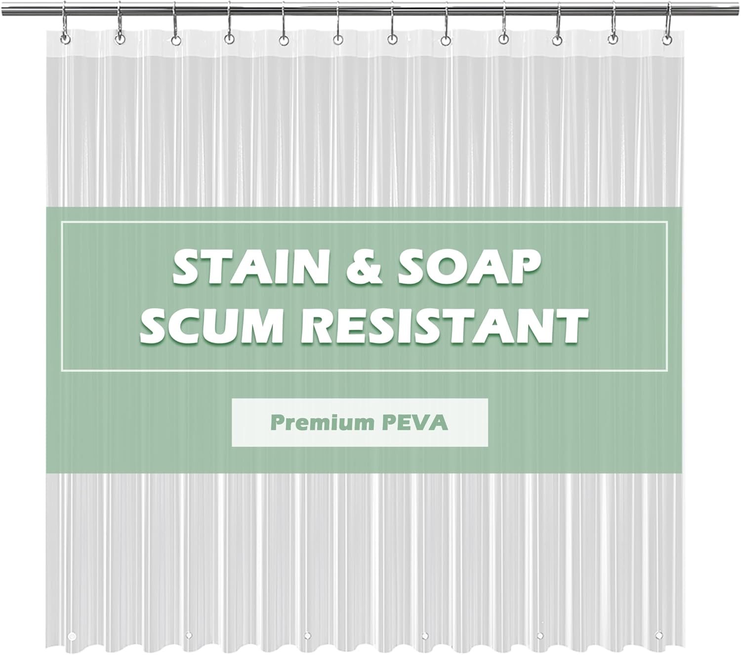 EHZNZIE Crystal Clear Shower Curtain Liner 72×72, PEVA Waterproof Bath Curtain, No Chemical Smell, 3 Weighted Magnets, Durable with Rustproof Metal Grommets