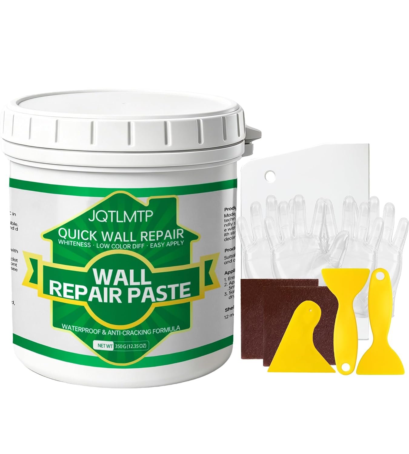 Wall Repair Paste 12 OZ, Drywall Crack & Hole Filler, Fast Drying Spackle for Interior Wall Repair