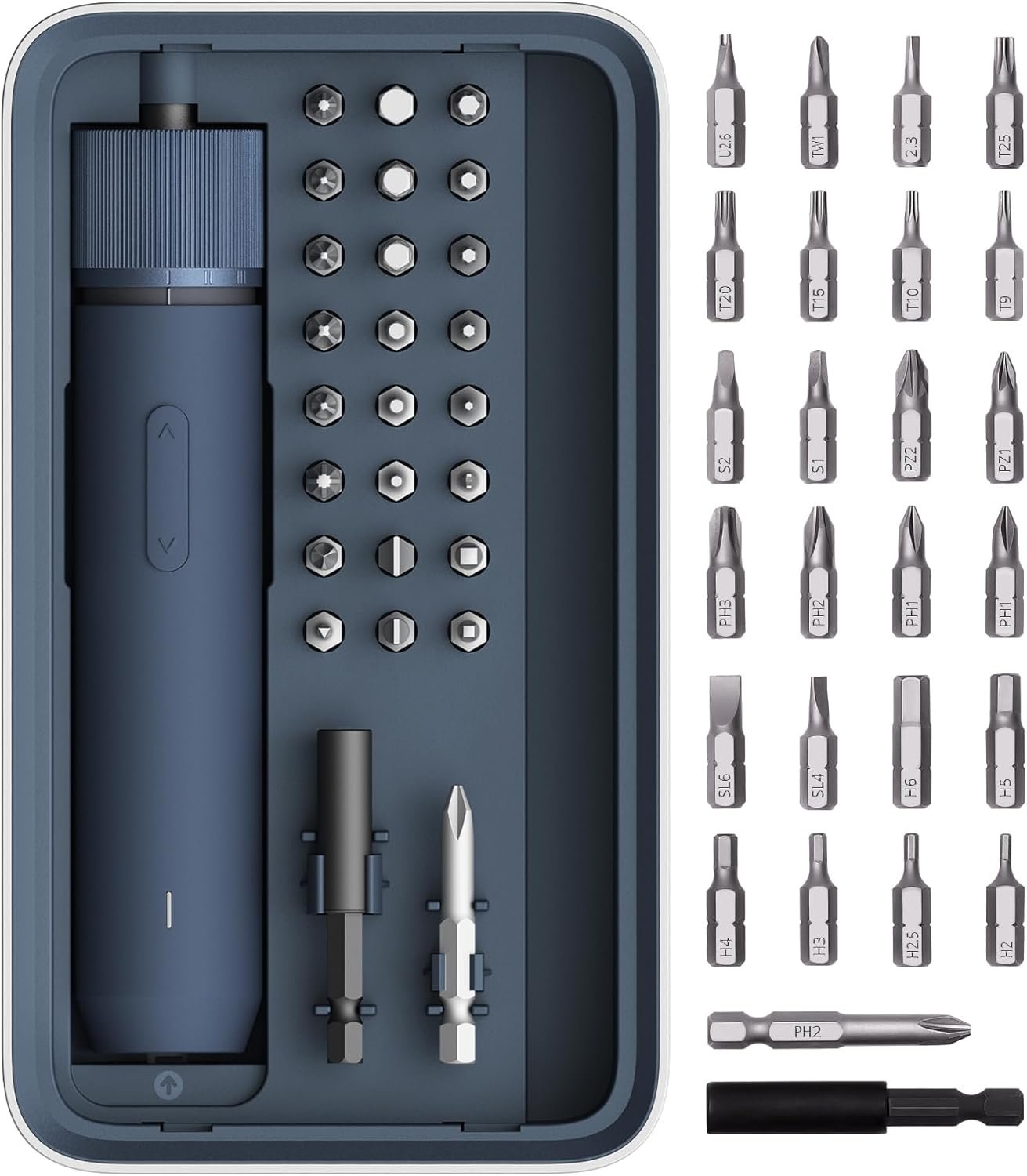 HOTO 25-Piece Upgraded Electric Screwdriver Kit, Cordless Screwdriver | 1/4” Hex, Magnetic Lid, 1500mAh Rechargeable, LED Light, Ideal for Furniture Assembly, Home Repair, and Garage Projects
