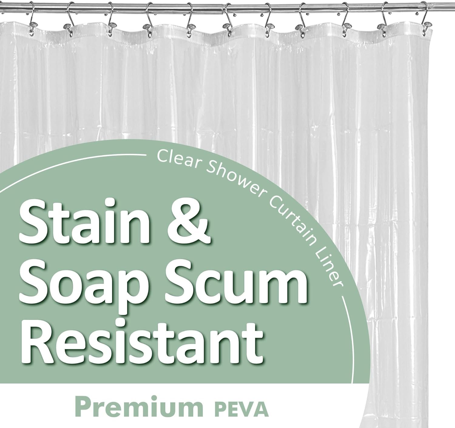 Barossa Design Premium Shower Curtain Liner Standard Size, Clear | Oeko-tex Certified, Rustproof Grommets, 3 Bottom Magnets, Waterproof PEVA, Cute Lightweight Bathroom Curtain