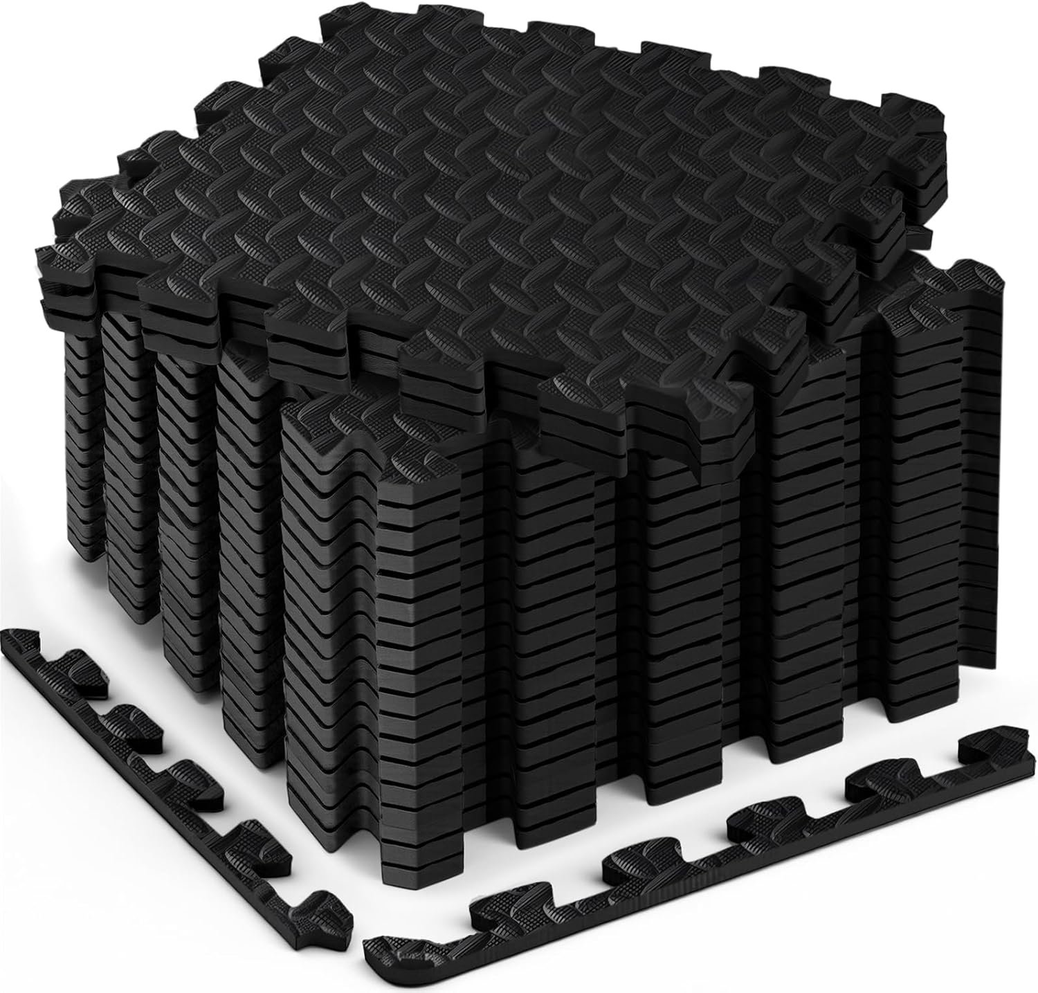 18 Pcs EVA Foam Floor Tiles, Puzzle Exercise Mat Set for Gym | Cover 18 sqft with 12.6″ x 12.6″ x 0.4″ interlocking tiles for home gyms, garages and workout equipment