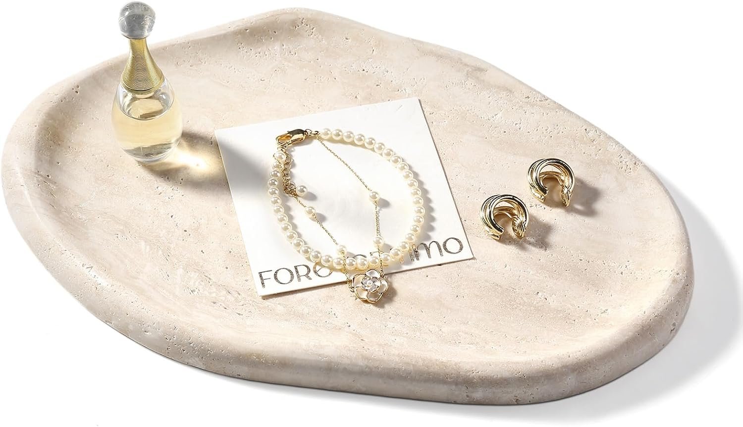 Luxurious Natural Marble Vanity Tray, Cloud Shape Serving Stone Key Tray for Home Decor, 10″ x 7″ Marble Storage Trays for Bathroom, Stone Plate Holder for Perfume, Candle and Jewelry