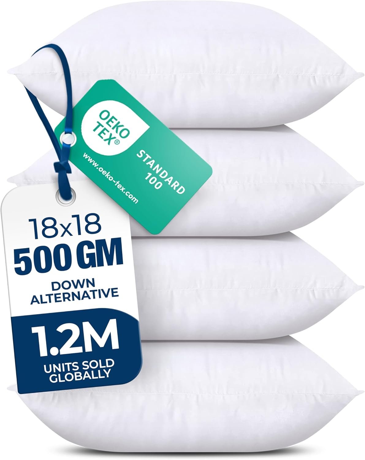 Utopia Bedding Throw Pillows, Decorative 18×18 Pillow Inserts, Set of 4 | Down alternative pillow insert with plush fluffy fill for beds sofas couches and chairs. Suitable for indoor outdoor use.