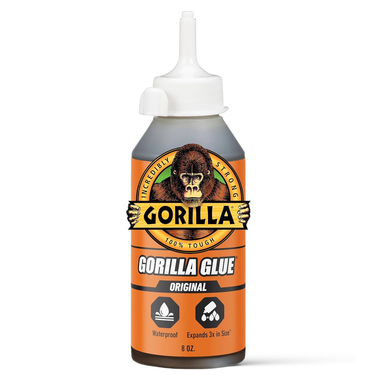 Gorilla Original Glue, Waterproof Polyurethane, Brown, 8 oz | Expands Into Materials, 100% Waterproof Formula, All Purpose Adhesive