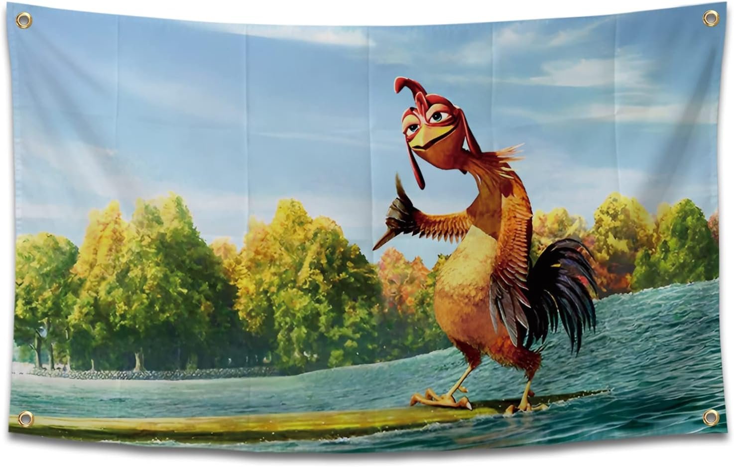 Chicken Flag Funny Poster Durable Man Cave Wall Flag with 4 Brass Grommets 3×5 Feet Tapestry for College Dorm Room Decor,Outdoor,Bedroom, Parties gifts, travel, filming,events,festivals.. high-resolution banner