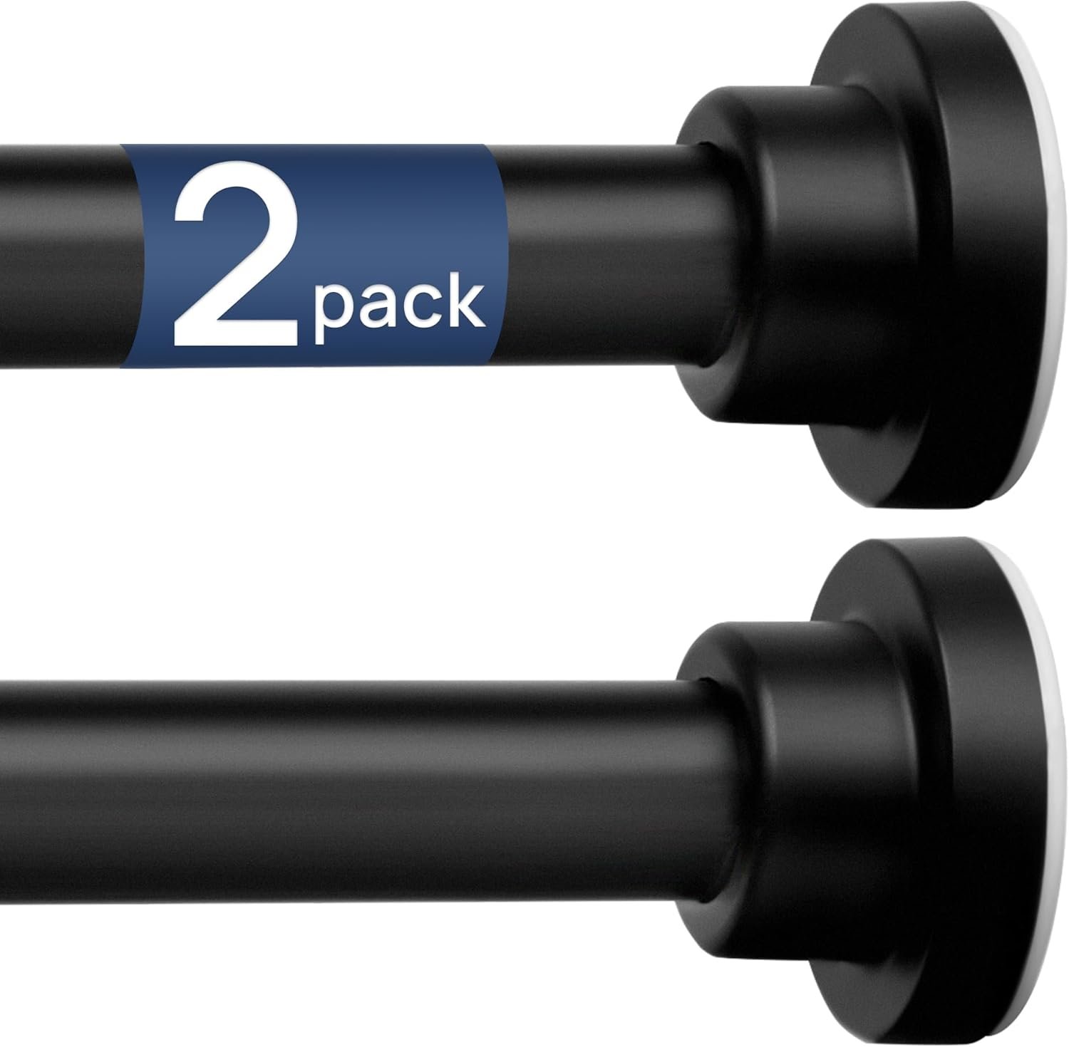 ENJOYBASICS 2 Pack Tension Curtain Rod, 32-66″ Adjustable, Stable, Black | Secure Hold with Strong Spring & Non-Slip Ends, No-Drill, No Tools, Sag-Resistant, Waterproof, Fits Windows, Showers & Closet