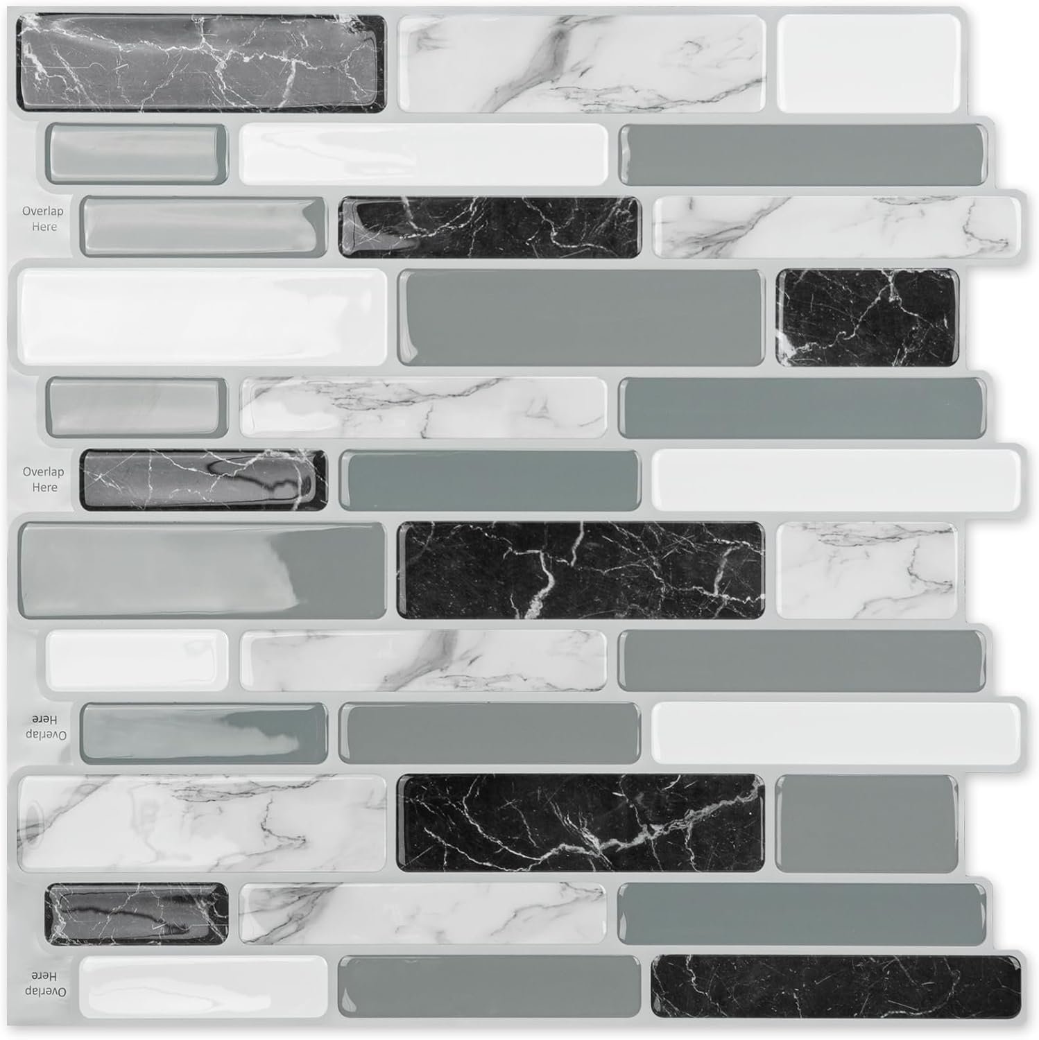 Art3d 20-Sheet Peel and Stick Kitchen Backsplash Tiles, 12″x12″ Self-Adhesive Marble Grey Wall Tiles for Kitchen and Bathroom