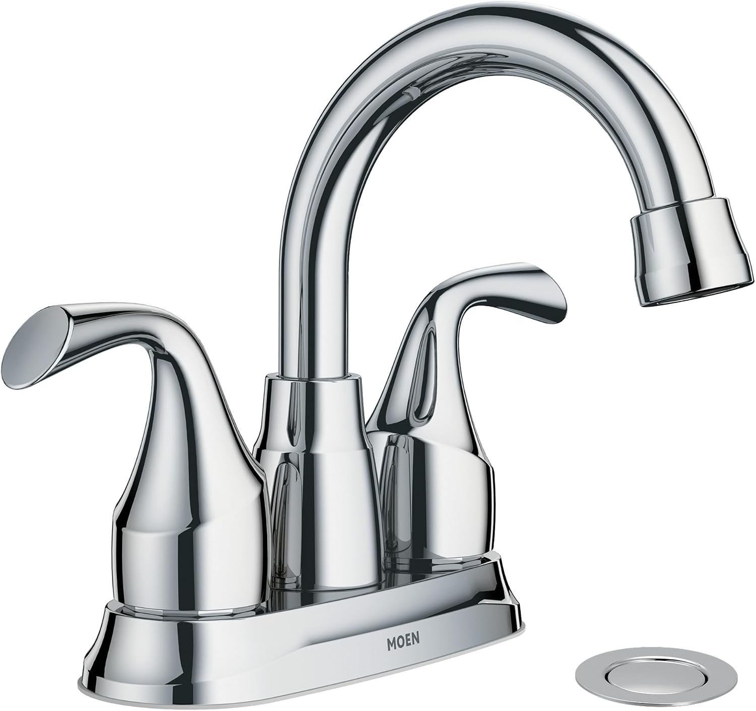 Moen Idora Chrome Two-Handle Centerset Bathroom Sink Faucet with Drain Assembly, 84115