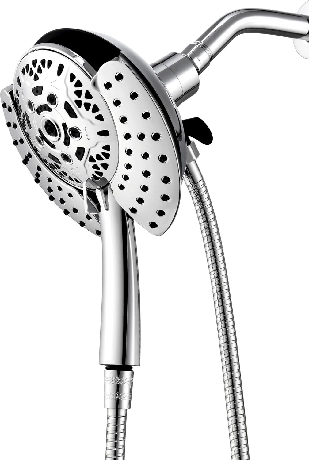 2 in 1 Shower Head with Handheld Combo High Pressure Silver 1.8 GPM | 7.2″ Rain Showerhead and 10 Spray Hand Held Shower, Adjustable Shower Angle, 59-inch Rotatable Stainless Steel Hose