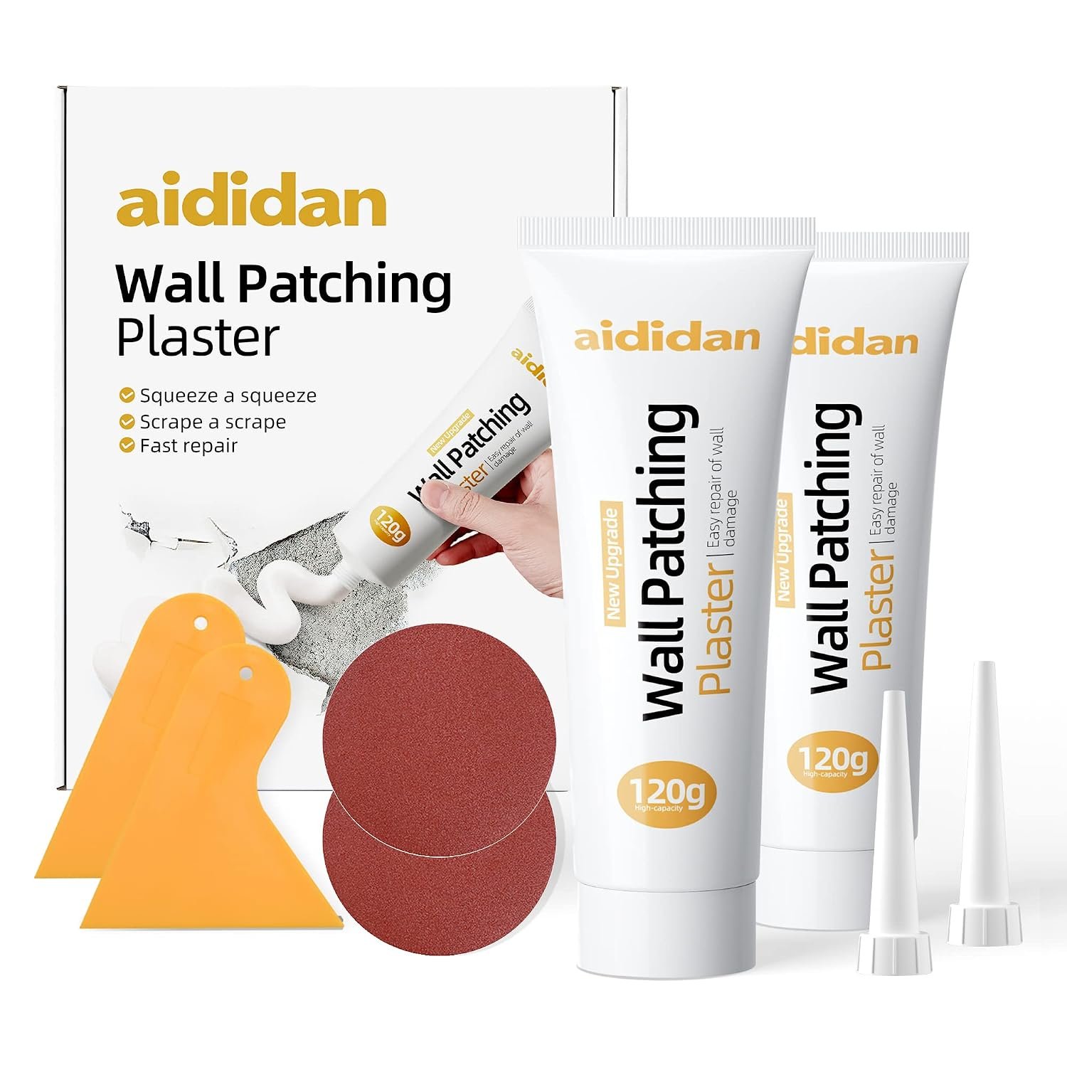 Drywall Repair Kit 2 Pack Wall Patch Repair Kit Spackle Wall Repair Paste | Wall Mending Agent with Scraper, Quick Fix Solution for Home Wall, Wall Surface Hole & Scratch Repair