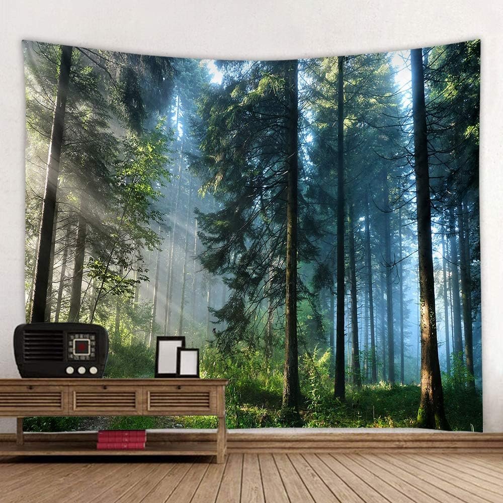 Llamazing Forest Tapestry – Magic Tapestry Curtain for Living Room & Bedroom (Morning Forest, 90.5”L70.8”W) XL
