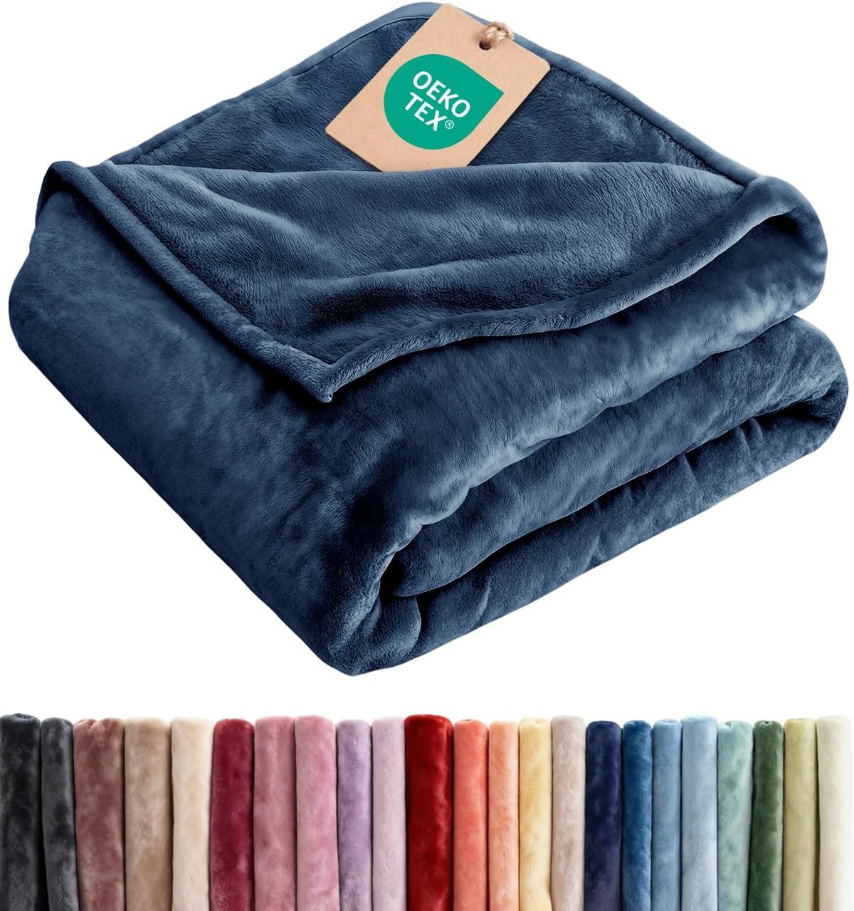 Ultra Soft Fleece Throw Blanket – College Dorm Room Essentials – Navy | Flannel Fleece, Thick, Warm & Breathable, All Season Cozy, Anti-Static, Microplush, Lightweight for Couch, Bed & Dorm Bedding