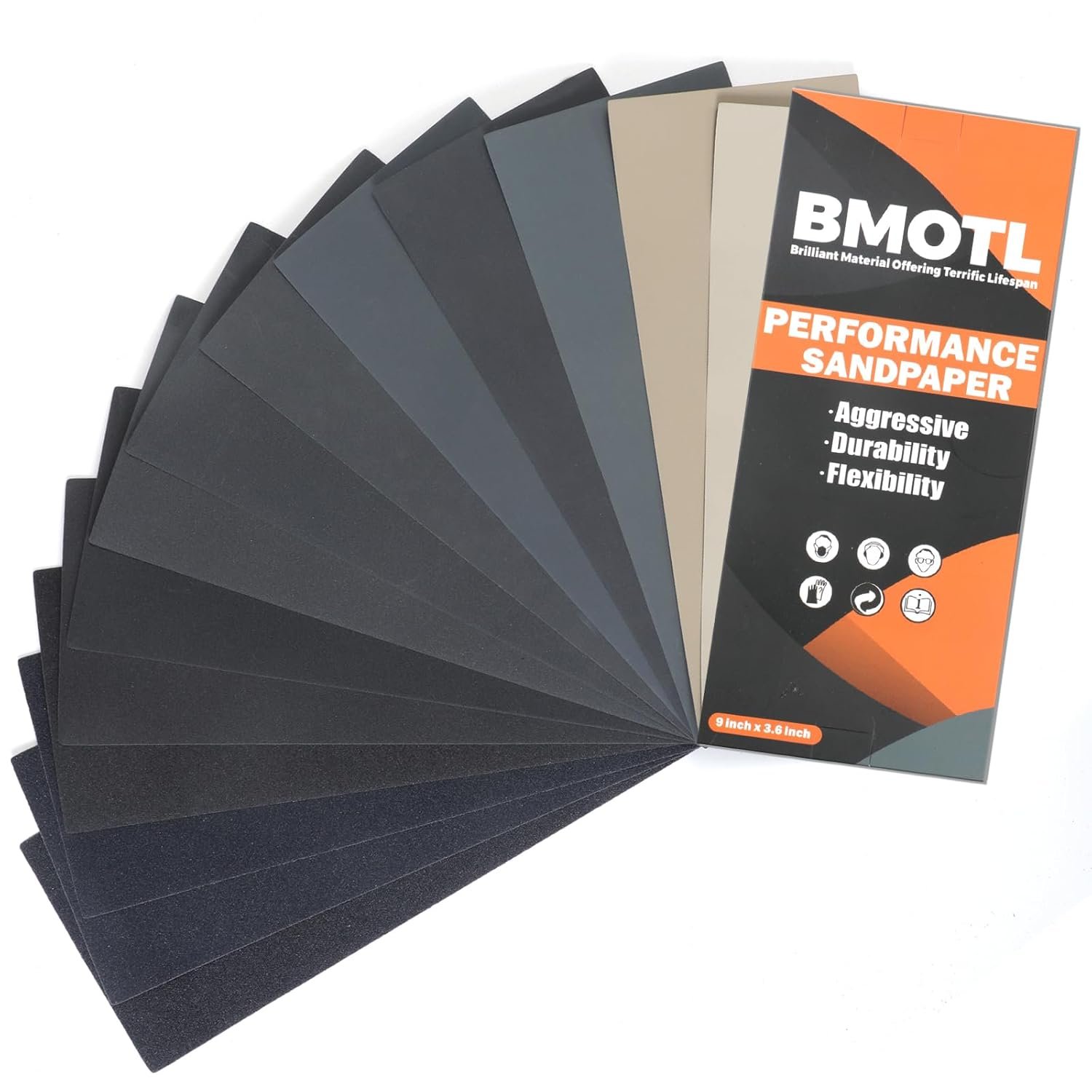 Wet Dry Sandpaper Sheets 9×3.6, 120-5000 Assorted Grit, 42Pcs | Premium Silicon Carbide Sand Paper for Wood Furniture Finishing, Automotive Polishing, Metal Sanding