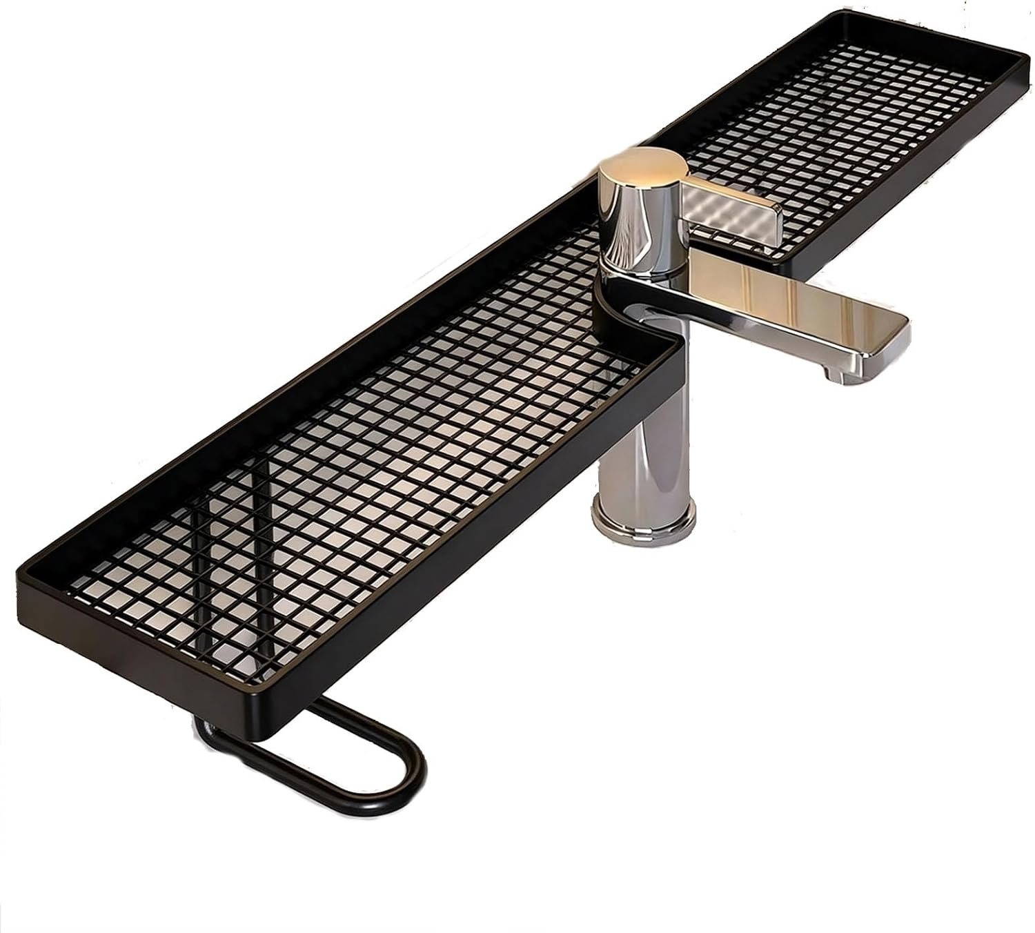 2026 New Over-the-Faucet Sink Organizer Shelf, Over the Sink Shelf No Drill No Glue Faucet Shelf Over the Sink Shelf No Drill No Glue Faucet Shelf (Black, 19.6 in)