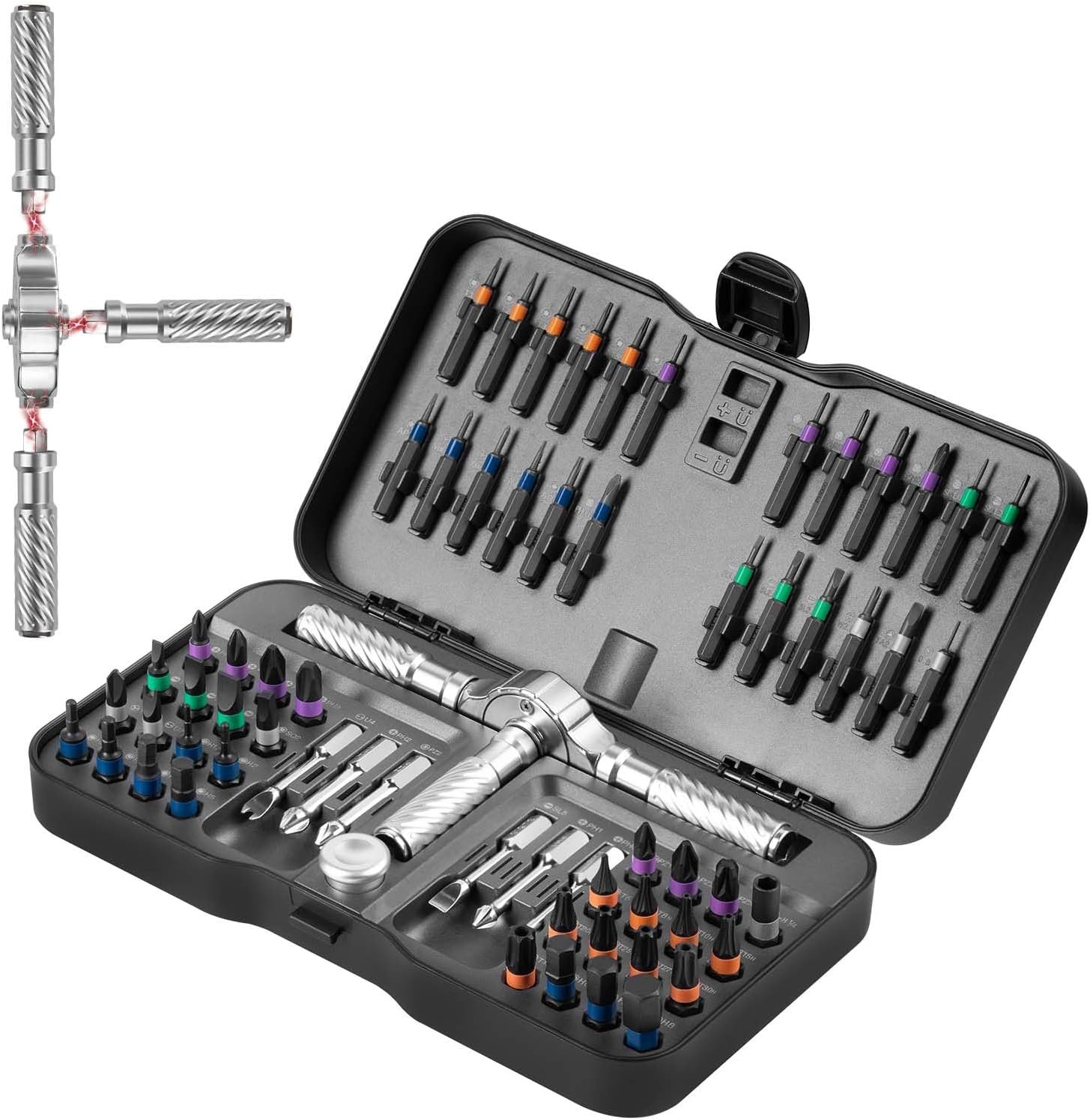 Ratchet Screwdriver Set, magnetic Screwdriver sets, S2 Steel Bits, DIY Combination Flexible Shaft, Suitable for Furniture Assembly, Precision Electrical Appliance Repair, Bicycle Tools