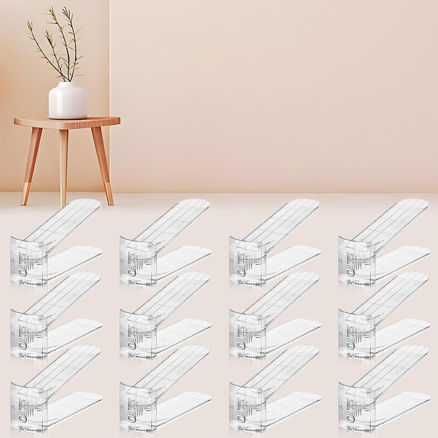 FENRUNXU Shoe Slots Organizer for Closet,12PACK Shoe Stacker Shoe Rack Organizer for Closet Space Saver Storage Shoe Holder Organization(Transparent)