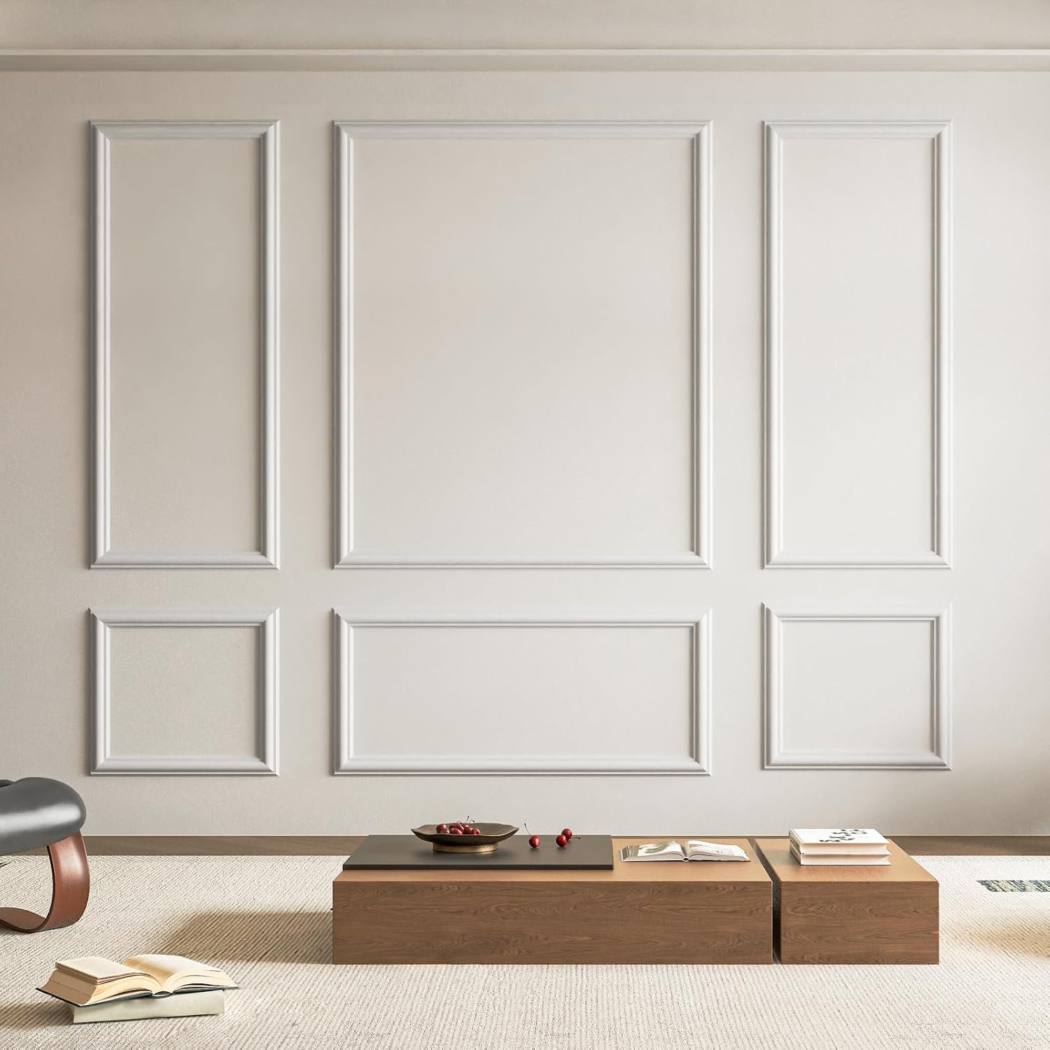 Art3d Pre-Cut Wall Molding Set of 6 pcs, Ready-to-Assemble Wainscoting Panels for Interior Wall Décor Living Room Bedroom Accent Wall – Installed with Glue, 3 Top 3 Bottom | Ready-to-Assemble Wainscoting Panel, High-Impact, Precision Pre-Cut, DIY-Friendly, Ideal for Indoor Wall Decor, Accent Walls