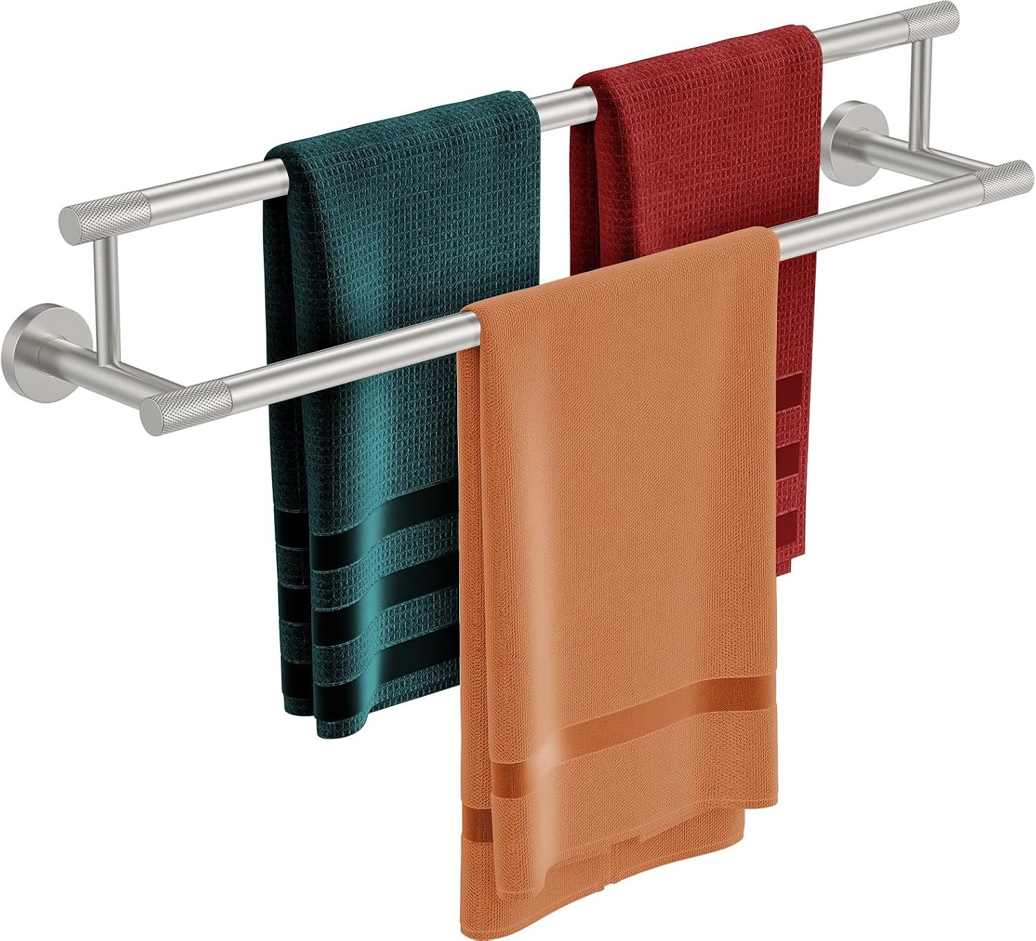 Double Bath Towel Bar 24 Inch, Brushed Nickel Towel Rack for Bathroom SUS304 Stainless Steel Towel Rod Wall Mounted Bathroom Towel Holder for wall