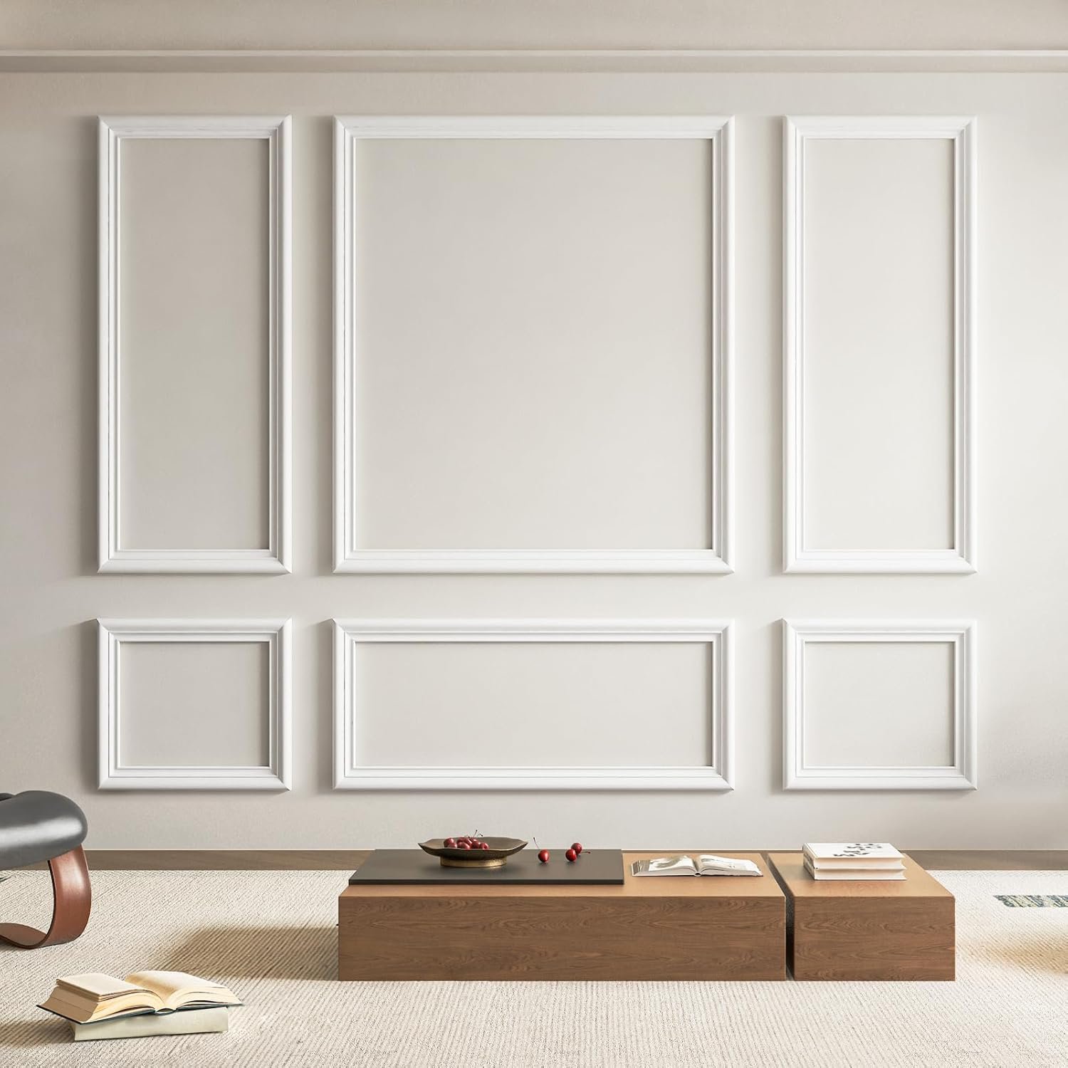 Art3d Pre-Cut Wall Molding Set, Ready-to-Assemble Panels, 3 Top 3 Bottom | Ready-to-Assemble Wainscoting Panel, High-Impact, Precision Pre-Cut, DIY-Friendly, Ideal for Indoor Wall Decor, Accent Walls
