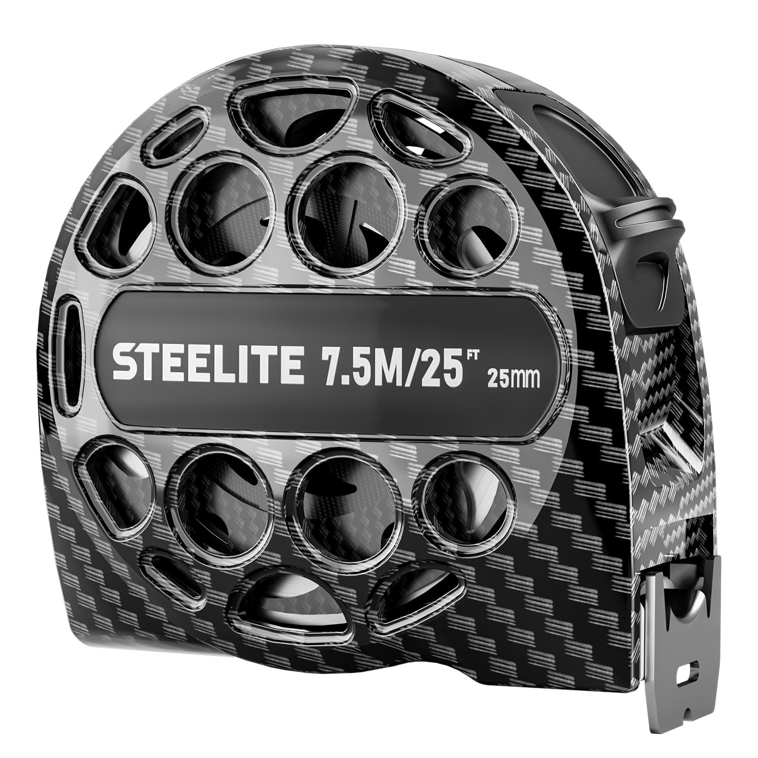 STEELITE Tape Measure 25’FT Stainless Steel Waterproof & Rustproof Retractable Measuring Tape with Hollow Design Carbon Fiber