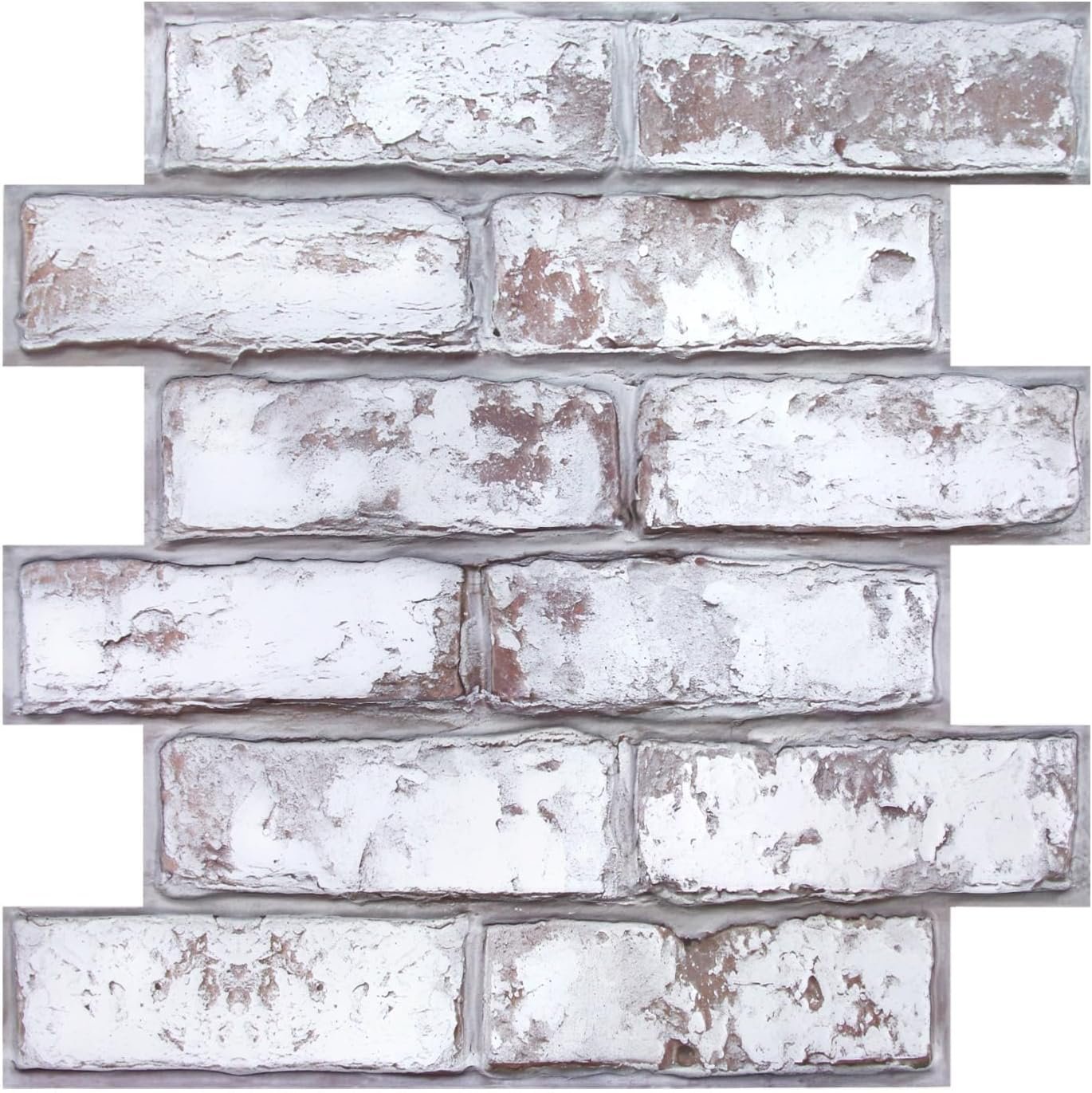3D Faux Brick Wall Panel Peel and Stick, 10 Pcs of 12″X12″, Not Real Brick, Small Size, Ultra-Light PVC Fake Brick Wall Stickers Decorative Tiles Backsplash, Retro Gray White, Paintable