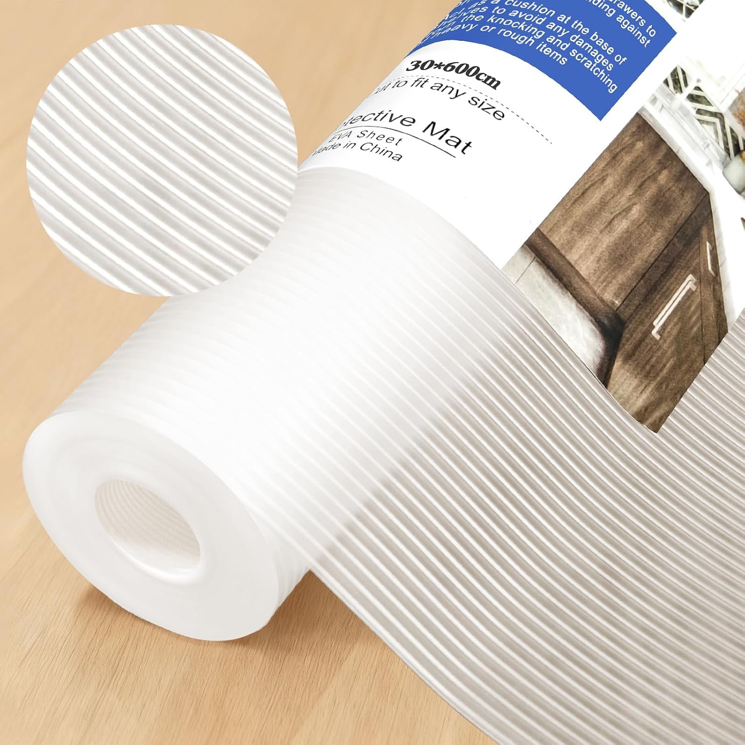 Shelf Liners for Kitchen Cabinets, 12 Inch x 20 FT Drawer Liner | Non-Adhesive, Washable Oilproof Refrigerator Mats for Kitchen Shelves, Dressers, Refrigerator, Easy to Cut