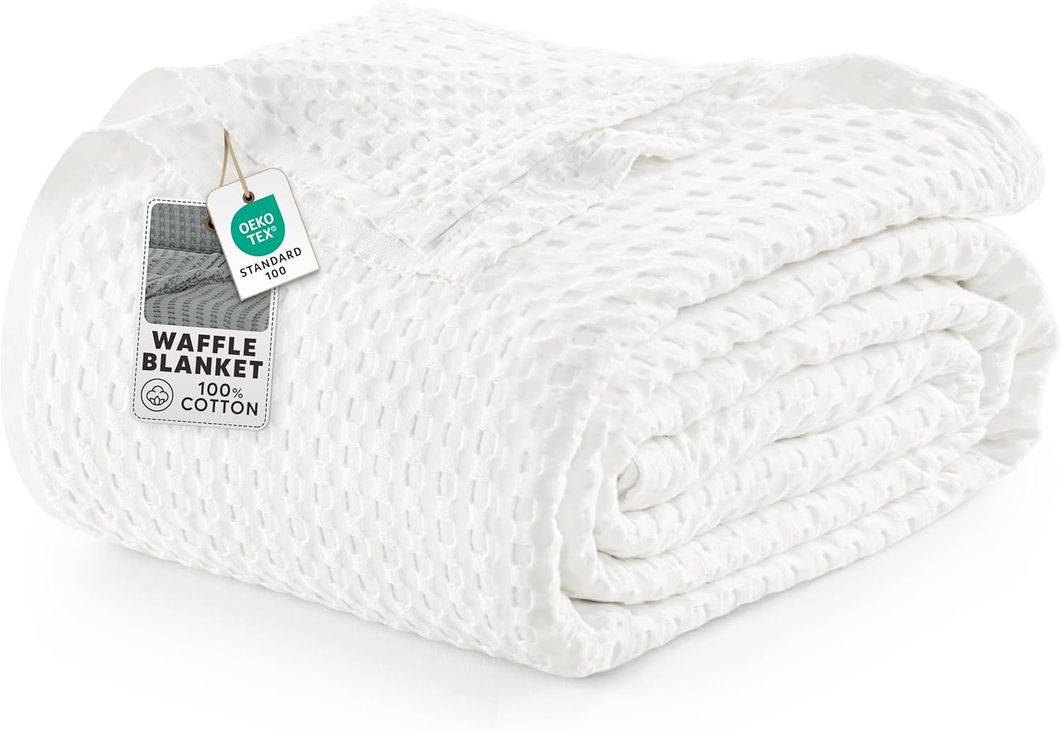 Utopia Bedding 100% Cotton Waffle Blanket Queen Size White, 90×90 Inch | Lightweight Breathable Cozy Summer Bed Blanket Home Decor Gift for Women and Men