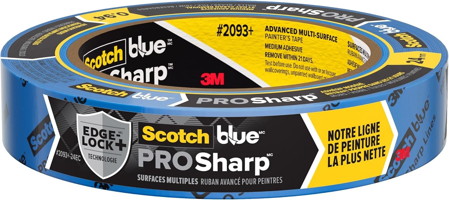 ScotchBlue PROSharp Painter’s Tape 1 Inch Wide, 1 Roll | 0.94 in x 60 yd, Blue Paint Tape, Protects Surfaces and Removes Easily, Edge-Lock Tape for Indoor and Outdoor Use