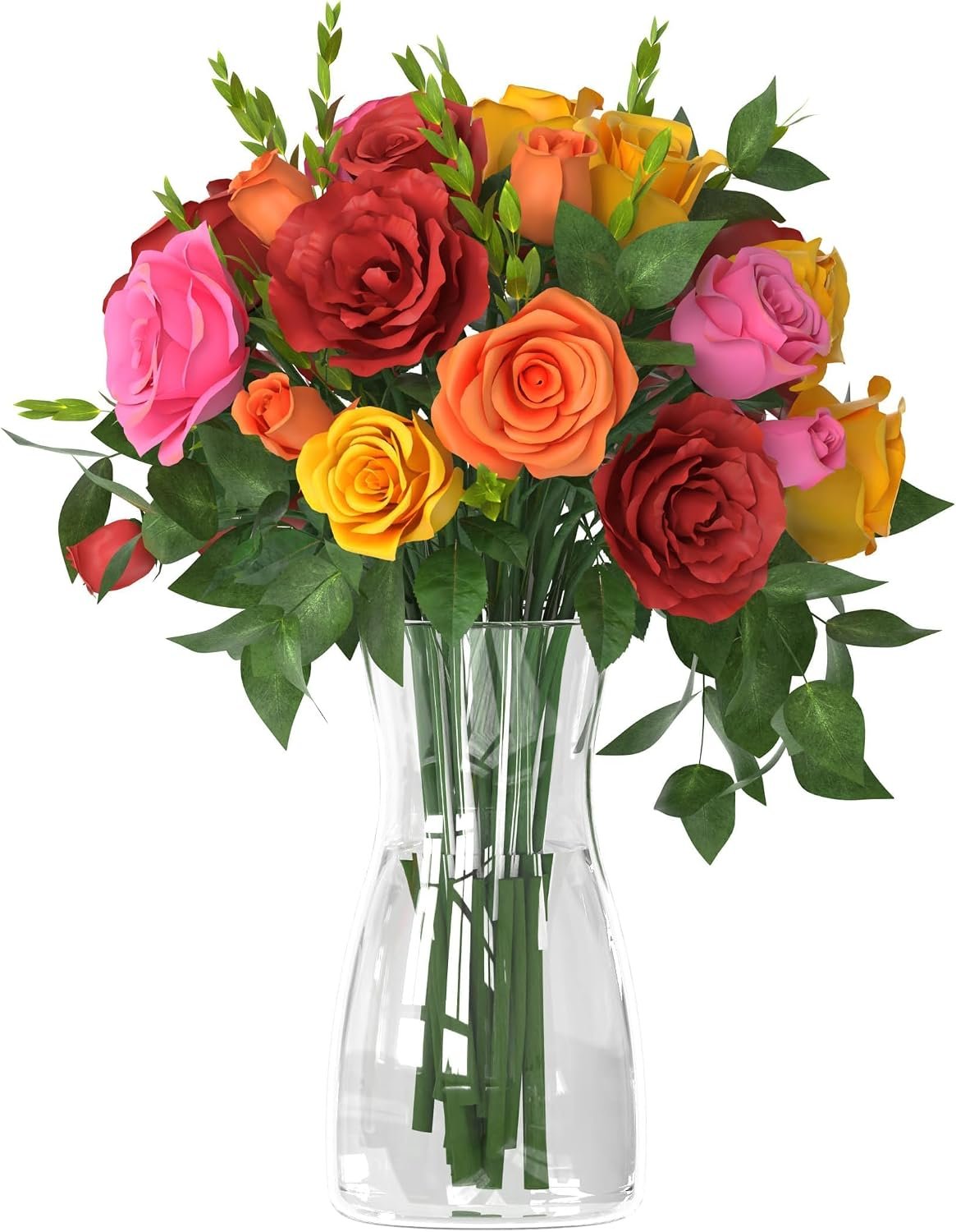 Der Rose 8″ Flower Vase Clear Glass Vase for Wedding Centerpiece Decor Gift | Sturdy thick glass, minimalist design, giftable, modern vase for centerpieces home table desk housewarming baby shower decor