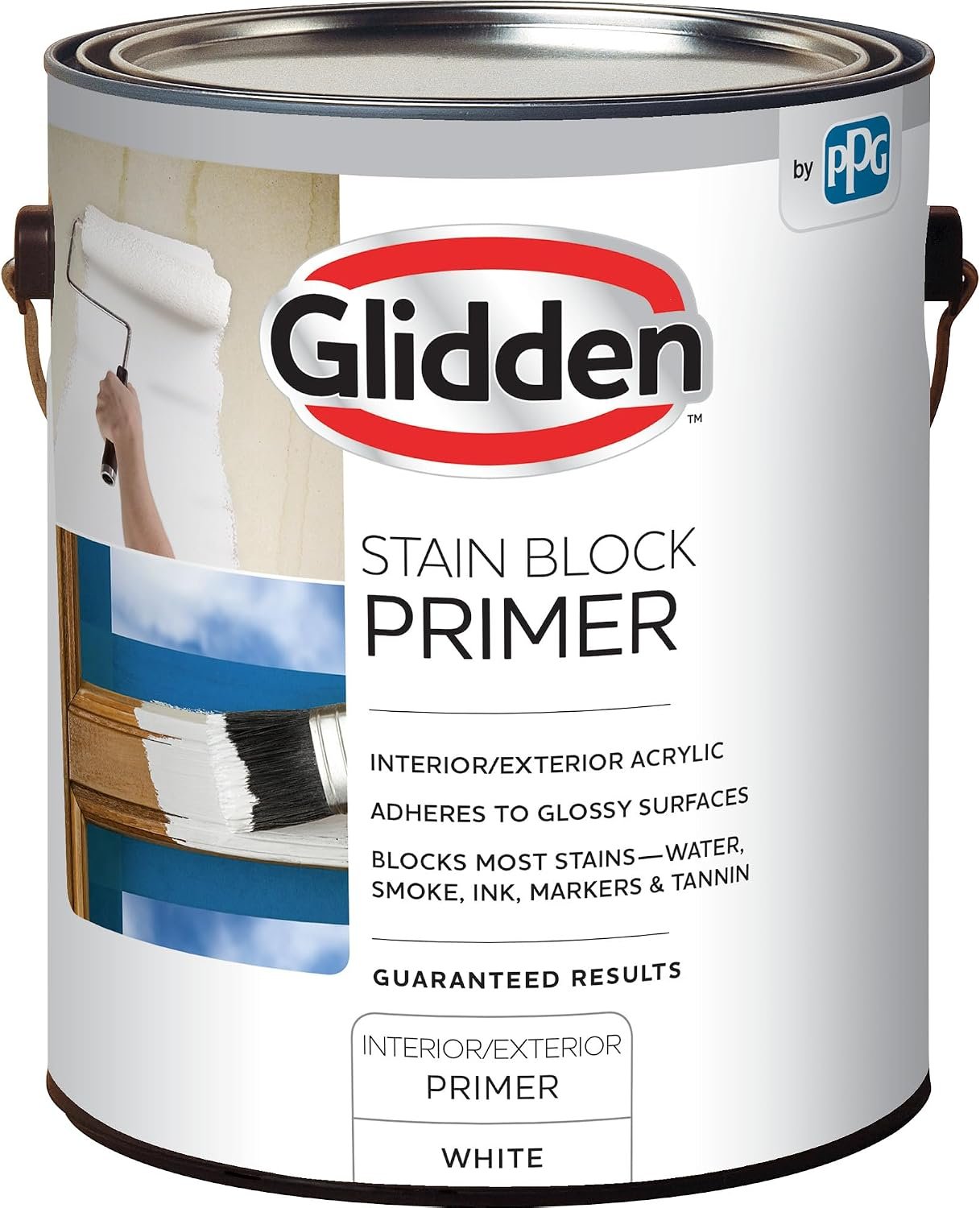 Glidden Glidden Interior/Exterior Stain Block Primer Flat, White, 1 Gallon