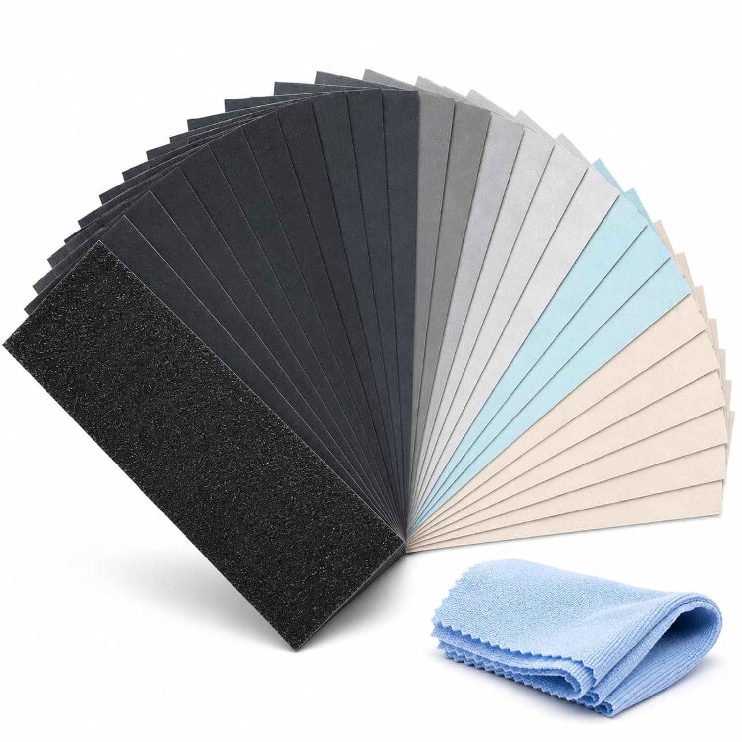 Ultra Fine Sandpaper Assortment Pack 400-20000 Grit 9×3.6 Inch | Wet Dry Sand Paper 33 Sheets 400-3000/5000/7000/10000/20000 Grit for Wood Furniture, Metal Sanding and Automotive Polishing