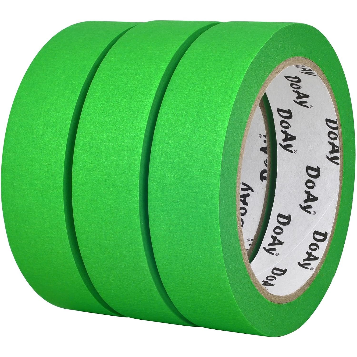3 Pack Green Painters Tape – Masking Tape 1 Inch Wide – Multi-Surface, Smart Adhesion, Indoor & Outdoor – 270FT Total – Paint Tape for DIY, Labeling, Art, Car, General Purpose (#3910)