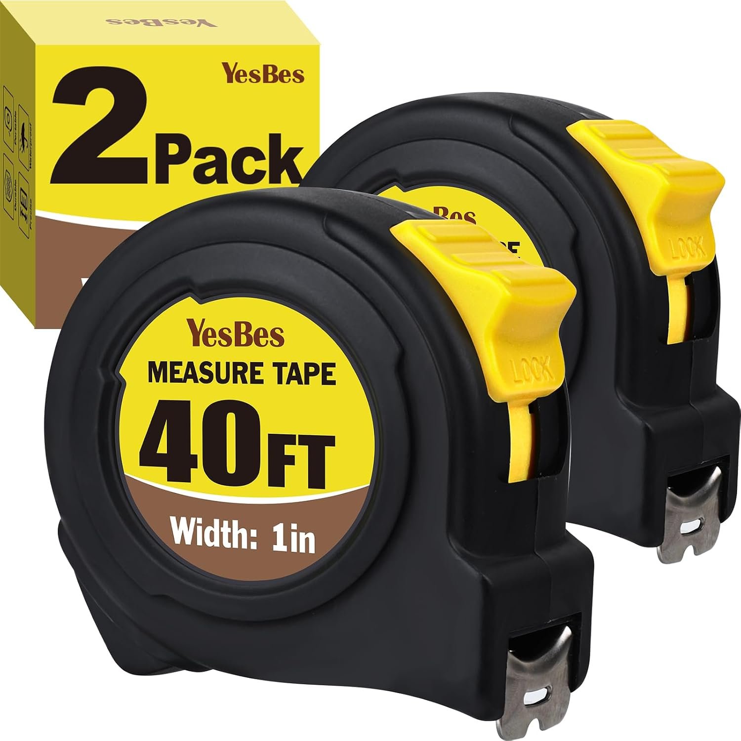 2 Pack Tape Measure 40 ft, Easy Read Measuring Tape Retractable, Measurement Tape 40 FT by 1 in