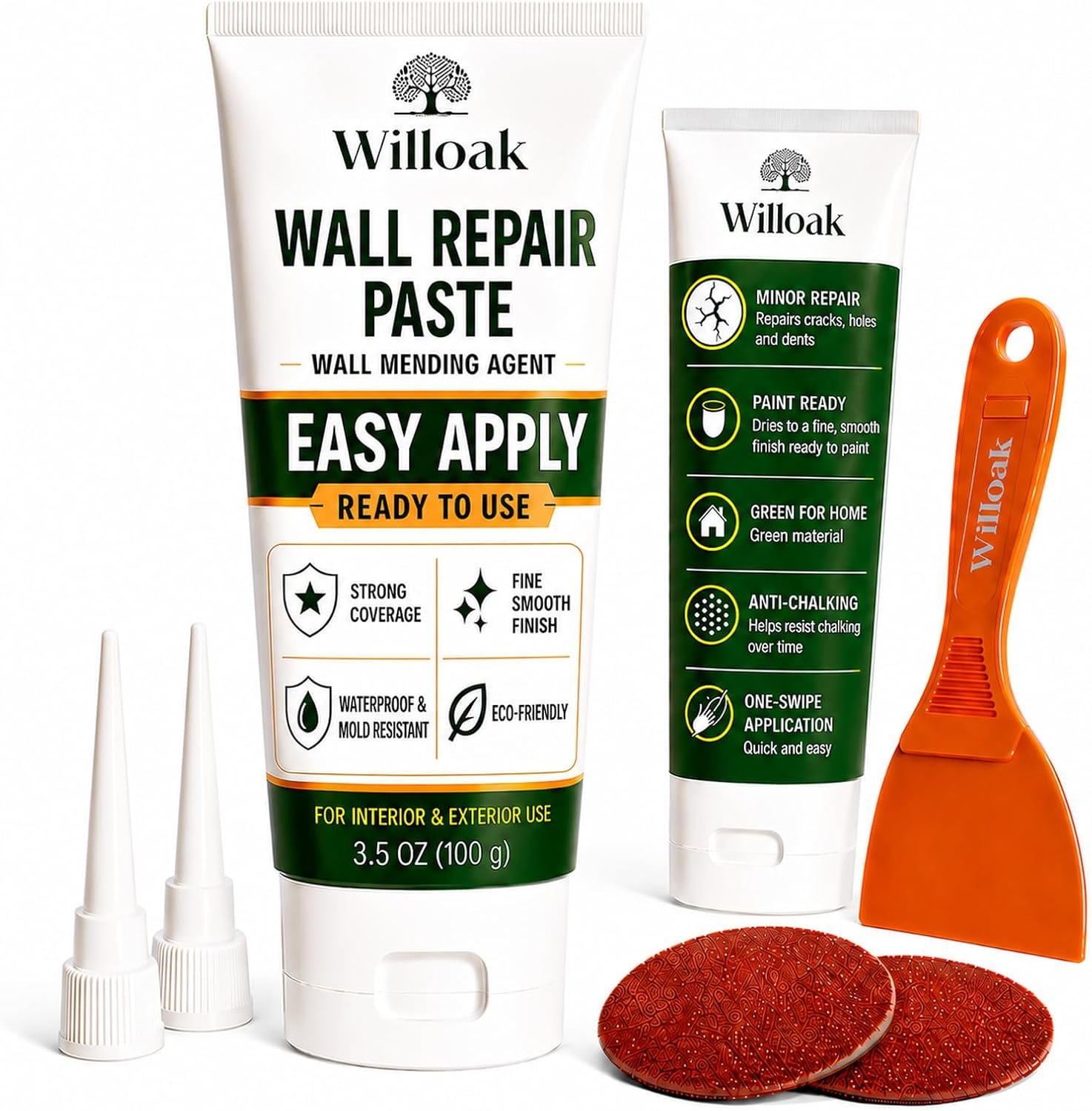Drywall Repair Kit,Wall Spackle Repair Paste with Scraper,2 Pack Hole Repair Filler Putty,Convenient and Fast Solution