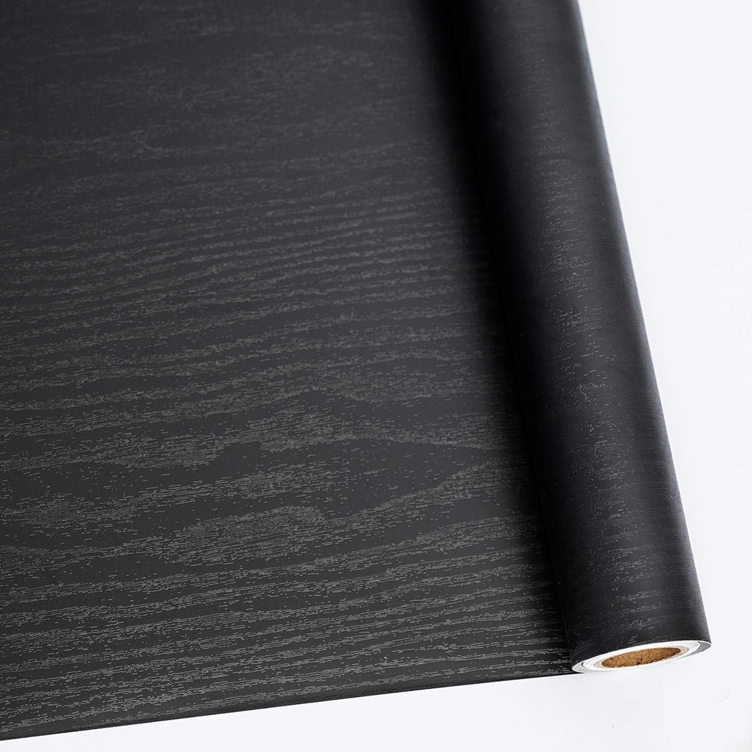 Abyssaly Black Wood Contact Paper Peel and Stick Wallpaper for Cabinets | Self-Adhesive Removable Thick Vinyl Film for Classroom,Easy to Install Increase Stomata and Reduces Bubble 11.8″ x 78.7″