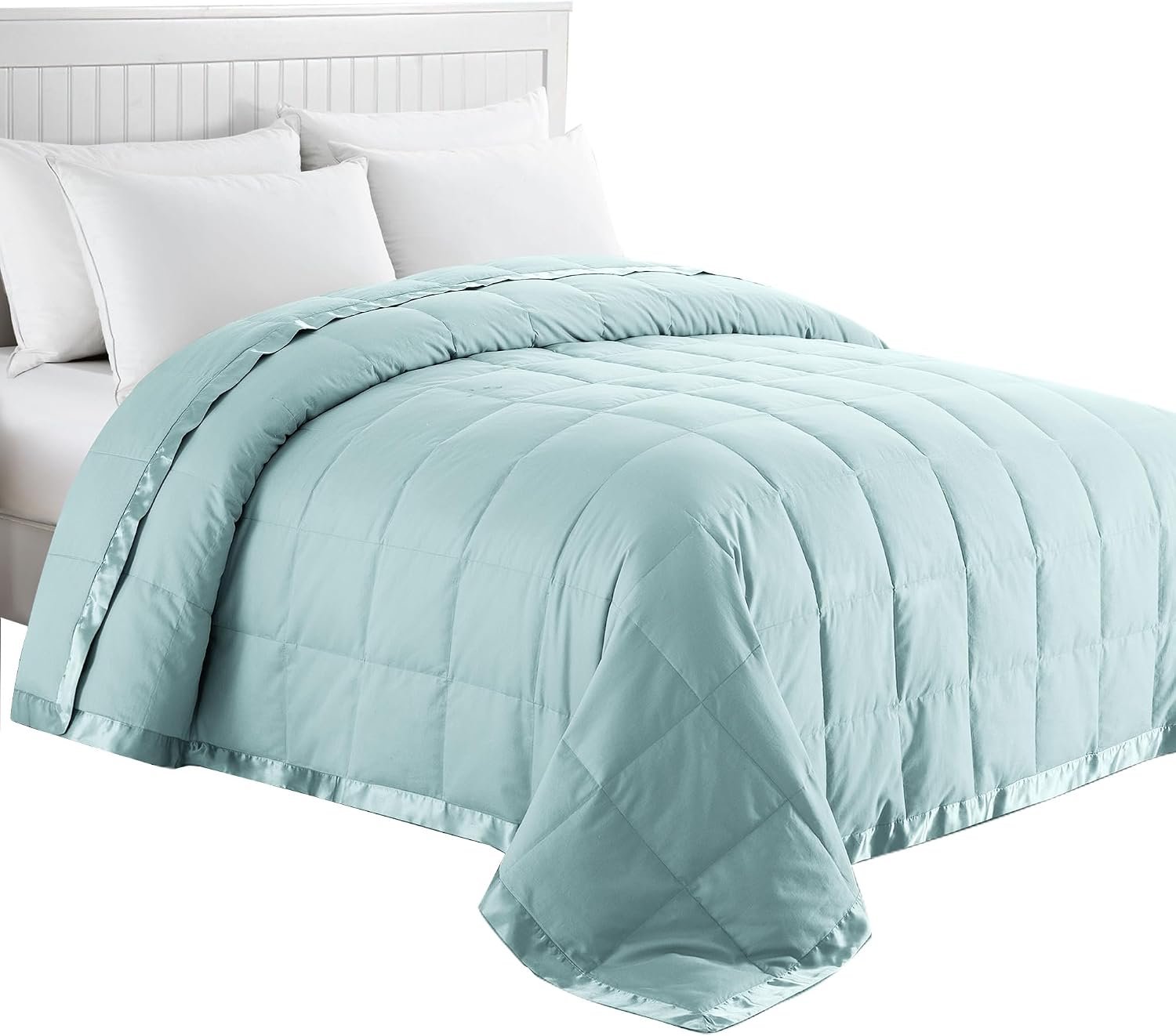 puredown® Blankets King Size – Soft Lightweight Down Blanket for Bed, Cozy Warm Luxury Bed Blanket with Satin Trim, Blue (108″X90″)