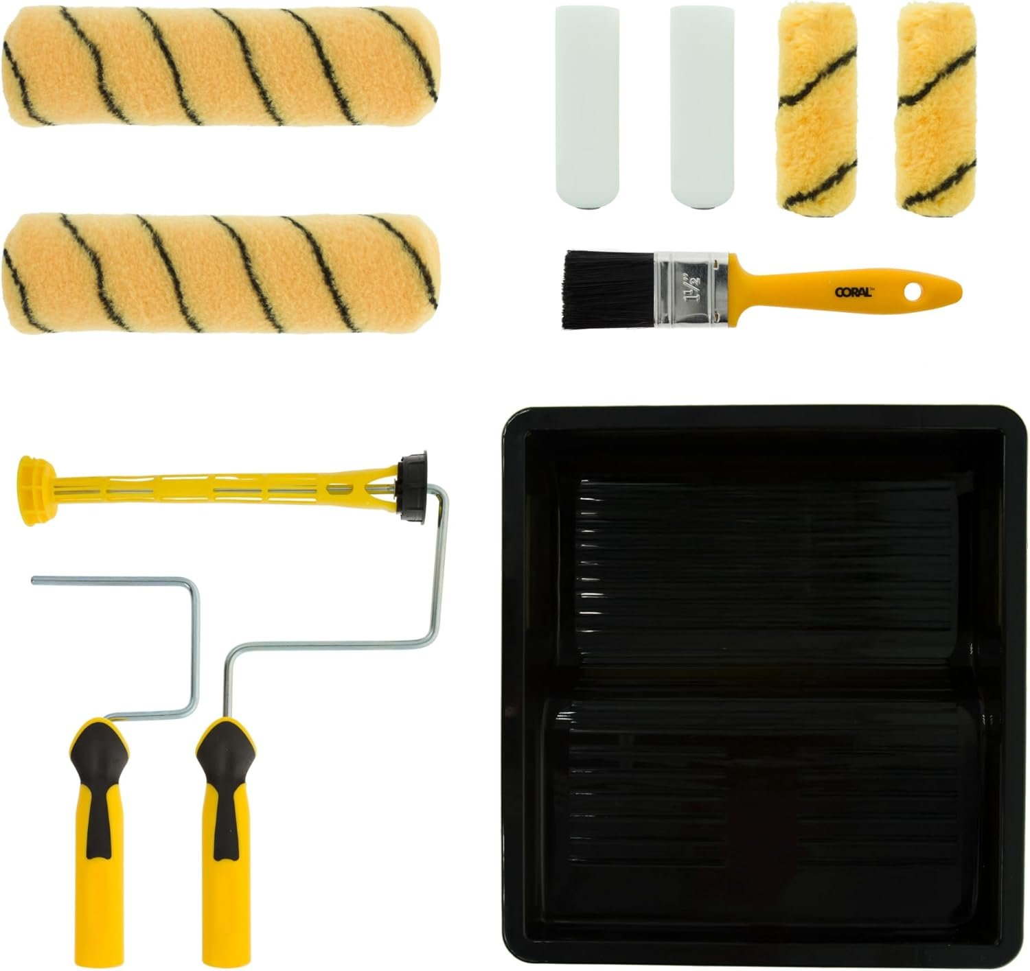 CORAL Max Coat Decorating Paint Roller Tray & Frame Set, 10 Piece Pack, Roller Brush, 10411