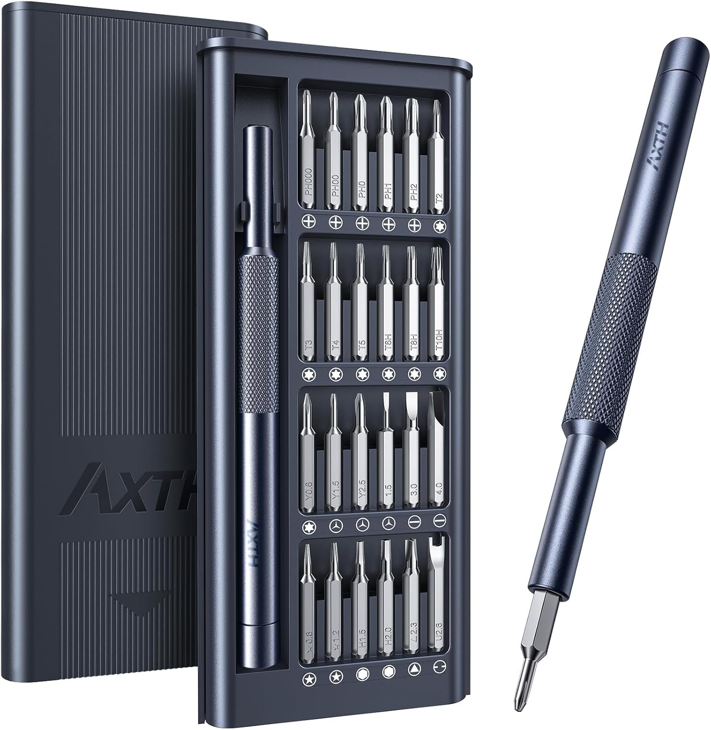 AXTH 25-in-1 Small Precision Screwdriver Set, Professional Mini Repair Tool | [Bearing Steel] Magnetic Screw Driver Kit for Phone, Computer, Watch, Laptop, Macbook, Ring Doorbell, Eyeglass, Electronic