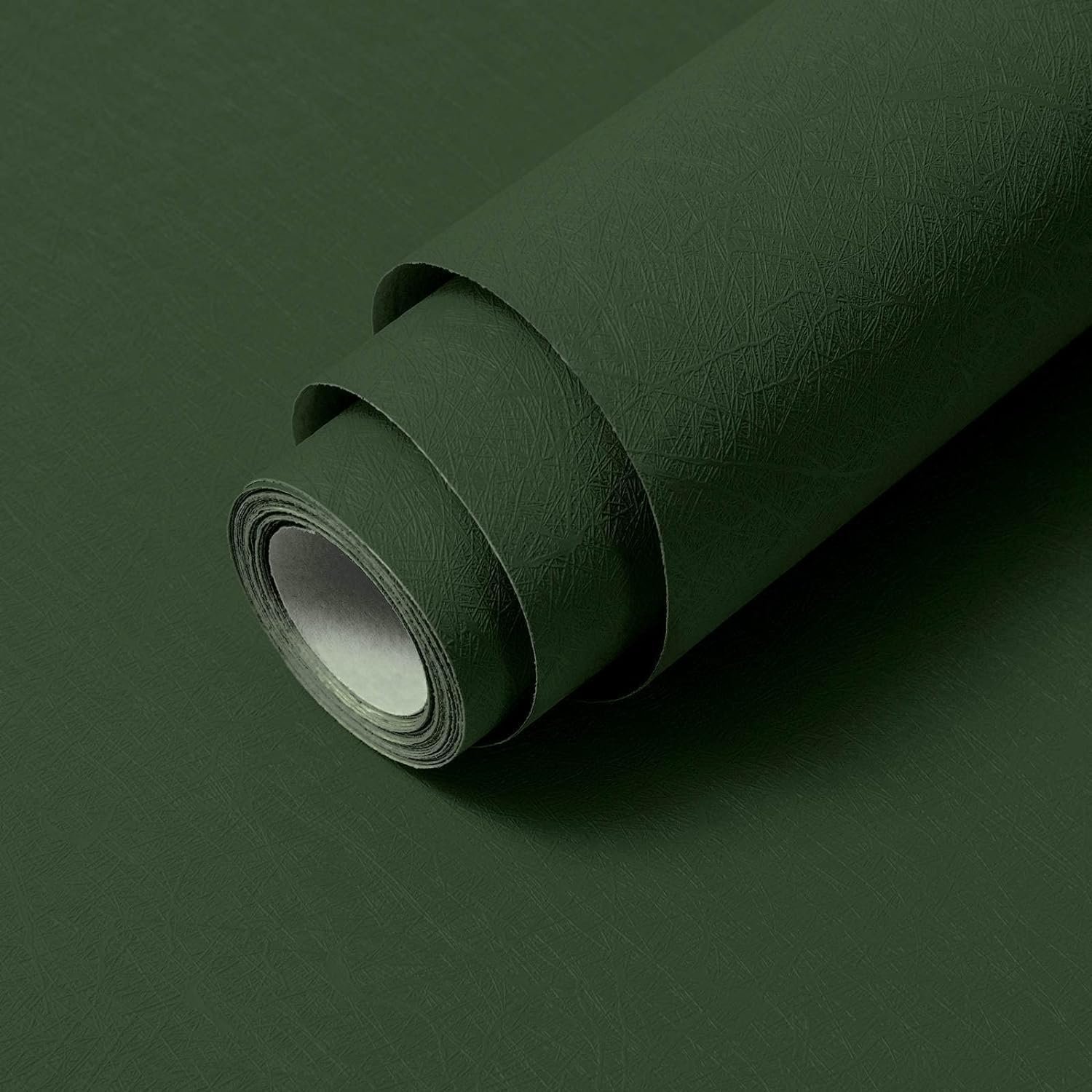 Dark Green Wallpaper Peel and Stick Self Adhesive Removable Contact Paper | 15.7″ x 118″ Renter Friendly Silk Embossed Textured Vinyl Wrap Paper Waterproof Bathroom Cabinet Drawer Liner Wall Covering