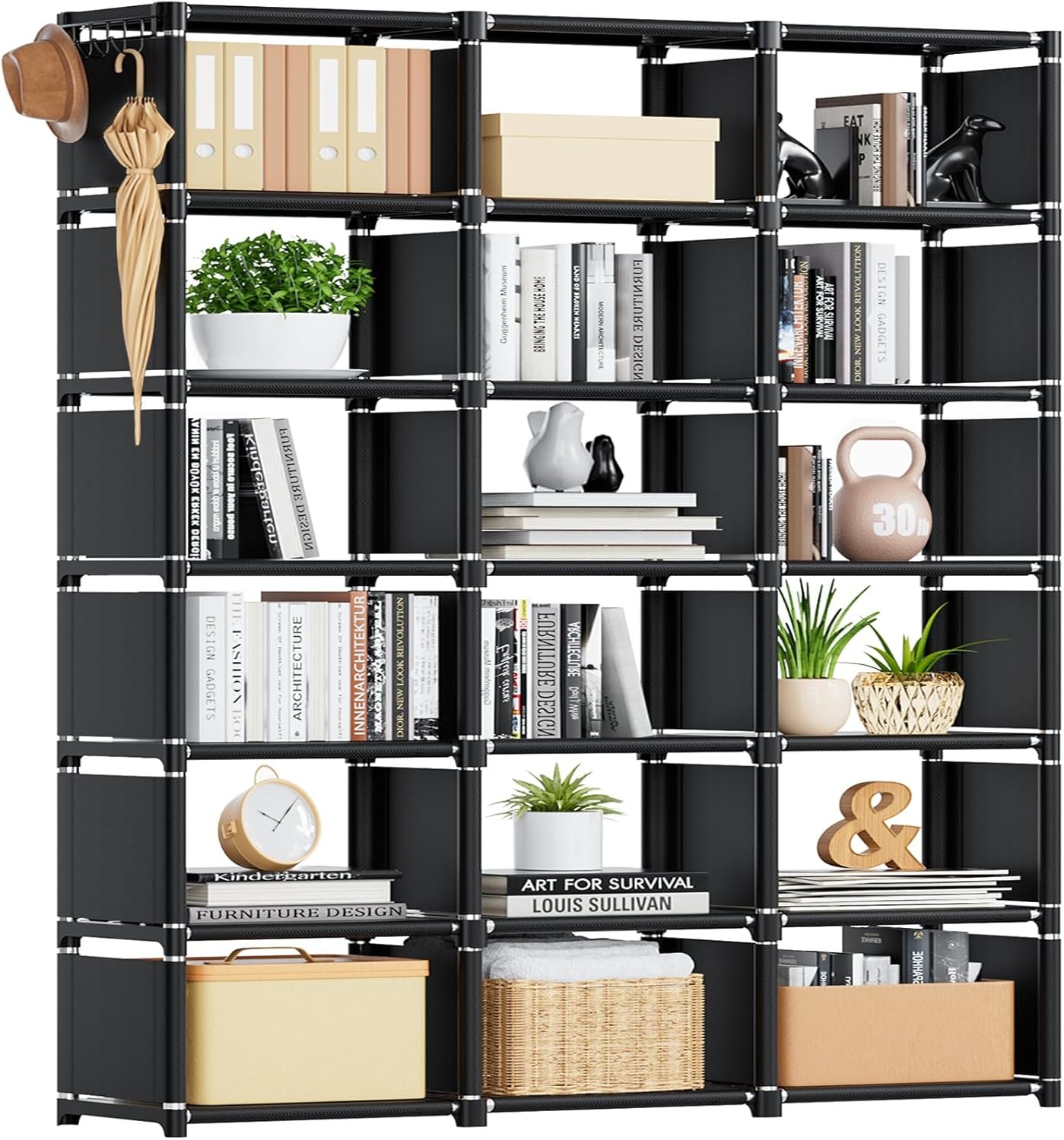 Mavivegue Bookcase, 18-Cube Extra Large Book Shelf, DIY Cube Storage Organizer for Bedroom, Living Room, Home Office – Black | DIY Cube Storage Organizer for Bedroom, Living Room, Home Office – Black