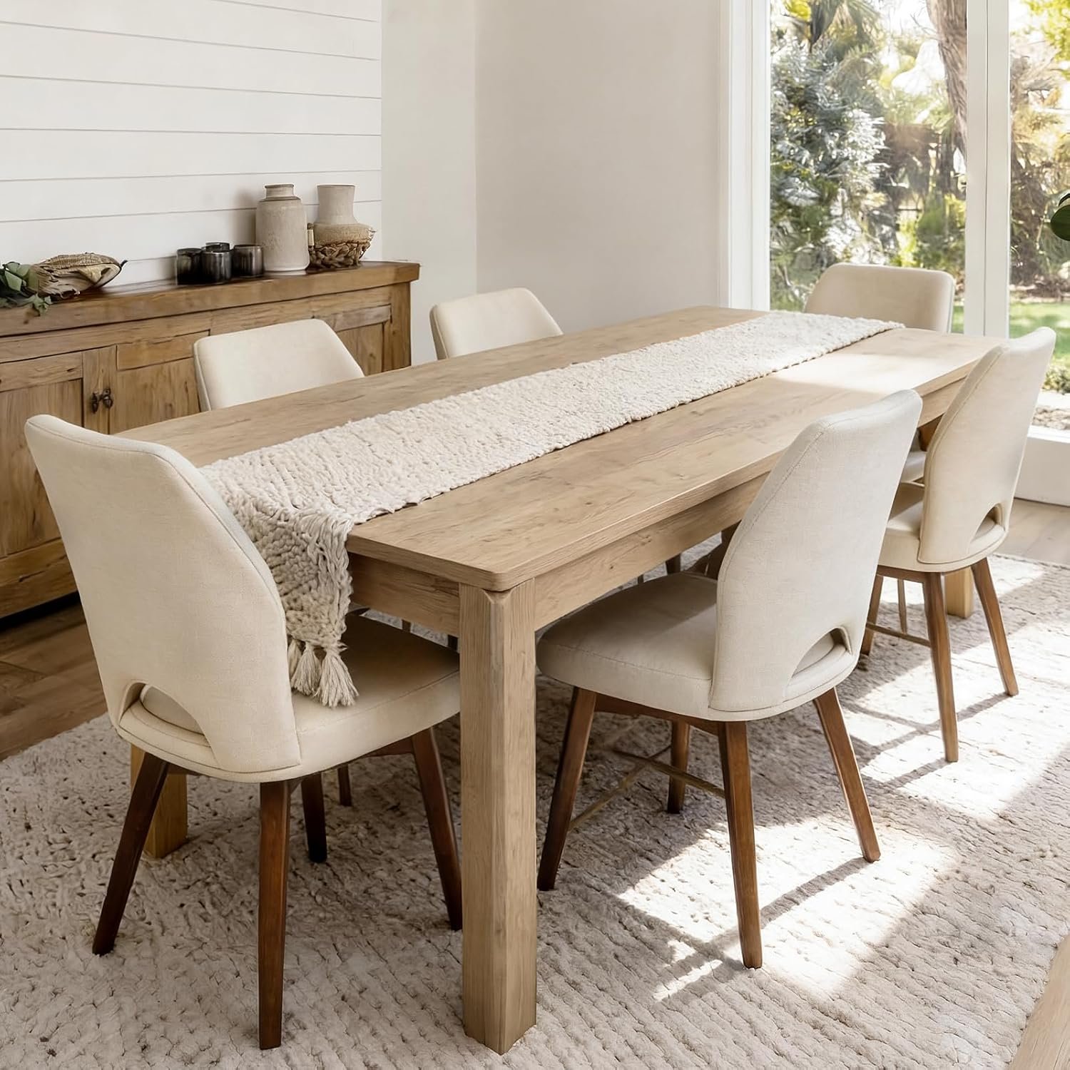 Farmhouse Dining Table for 6, Rectangle Dining Table, Kitchen Table Oak | Large Modern Wood Table for Home Office & Family Gathering – Sturdy Design