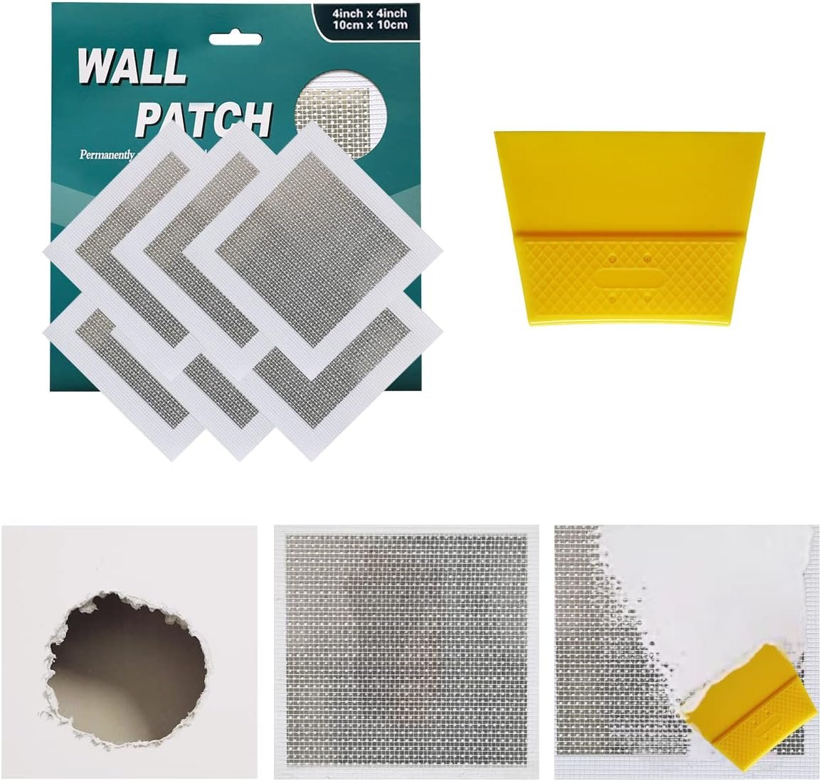 6 Inch 6Pack Drywall Patch Drywall Repair kit, Wall Repair Patch Kit, Patch Repair for Drywall Plasterboard