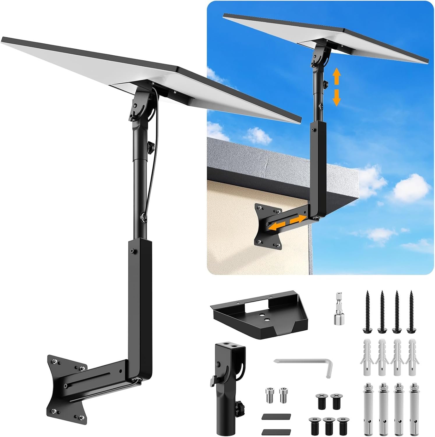 Starlink Mount for Standard 4/4X/Gen 3, Adjustable Starlink Wall Mount Gen 3/V3 with Telescoping Arm, Rustproof, Weatherproof for Concrete/Wood Walls, Starlink Wall Mounts for Dishes
