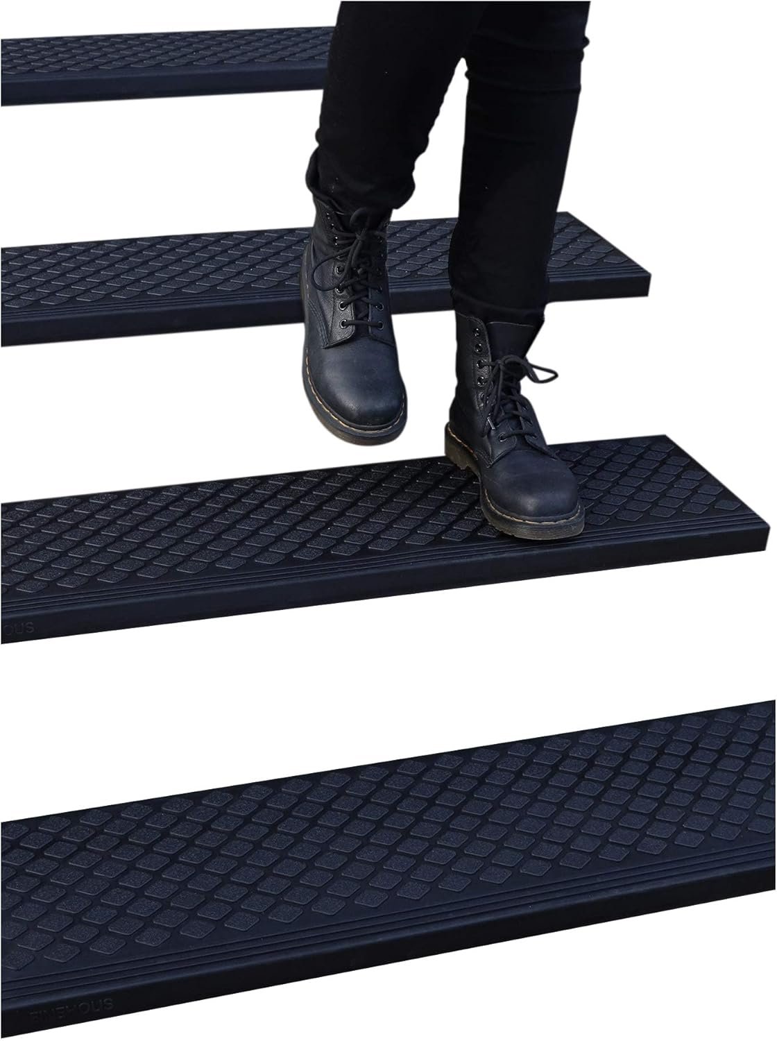 FINEHOUS Rubber Stair Treads Non-Slip Outdoor 42”x10” (5-Pack) – Anti-Slip Step Mat with Nosing