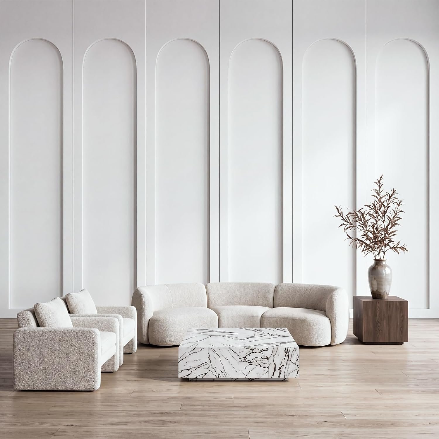INMOZATA Arch Wainscoting Panels Kit, MDF Board and Batten Wall Panel Kit | 6-Piece Pre-Cut 118″ X 31.5″ MDF Wall Molding Kit, Paintable DIY Accent Wall Panels for Bedroom, Living Room, Kitchen